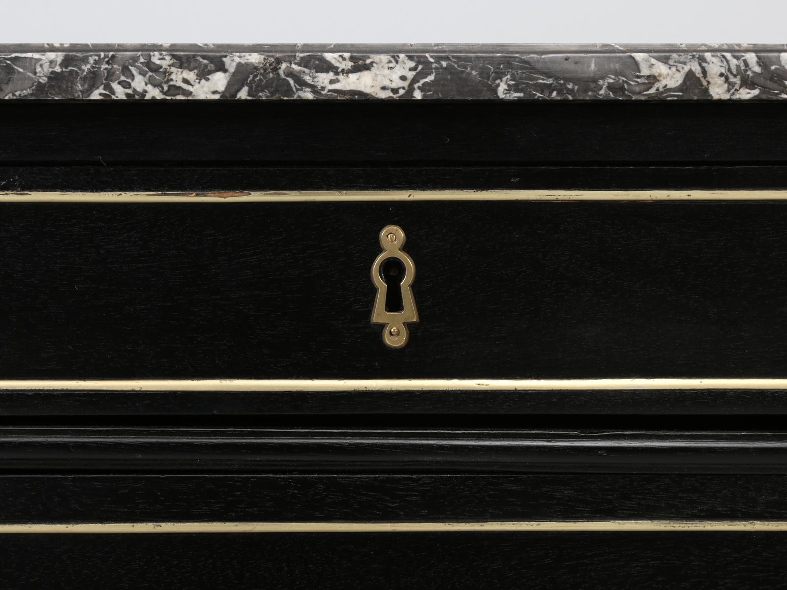 Antique French Louis XVI Style Commode in an Ebonized Finish, Restored in House 8