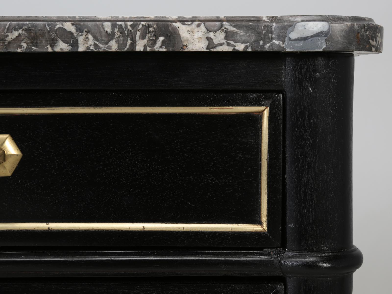 Antique French Louis XVI Style Commode in an Ebonized Finish, Restored in House 9