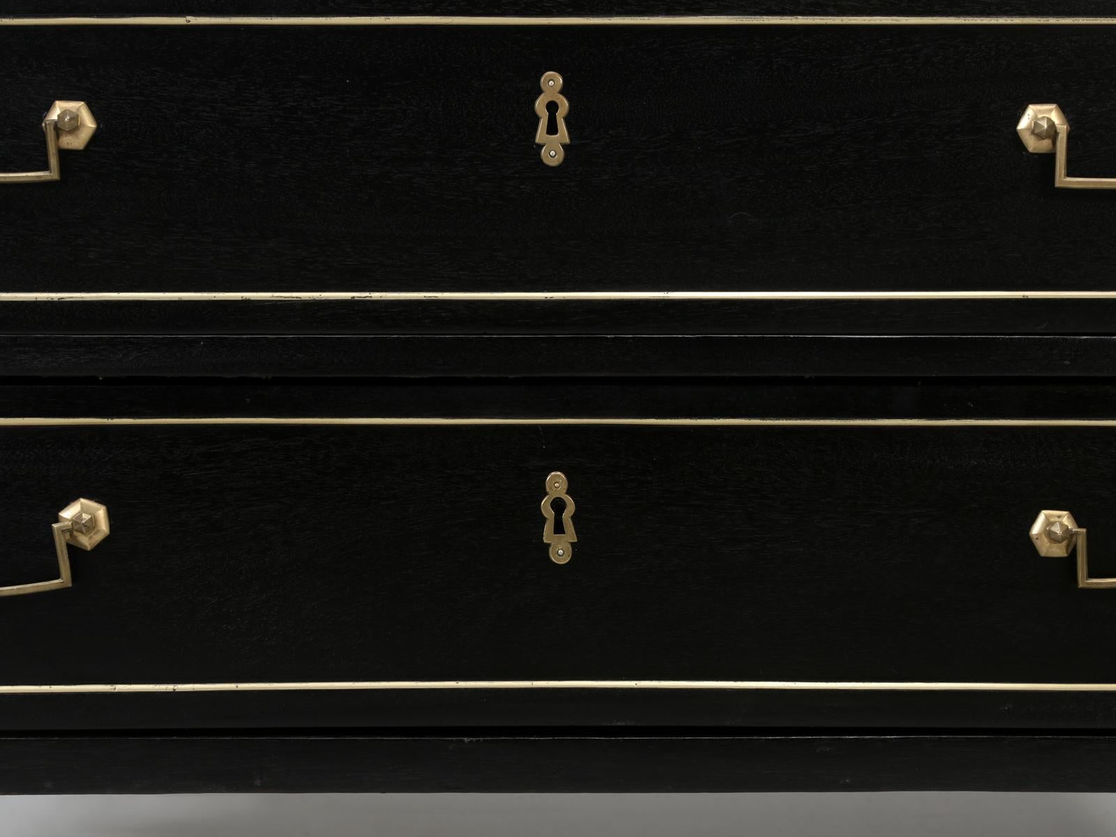 Antique French Louis XVI Style Commode in an Ebonized Finish, Restored in House 10