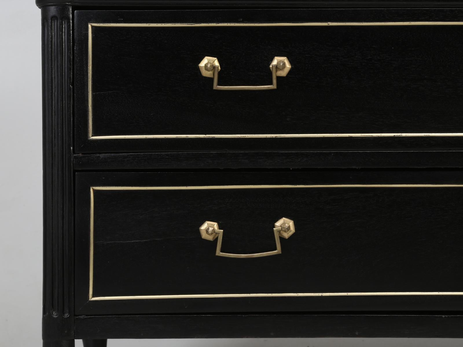 Antique French Louis XVI Style Commode in an Ebonized Finish, Restored in House 11