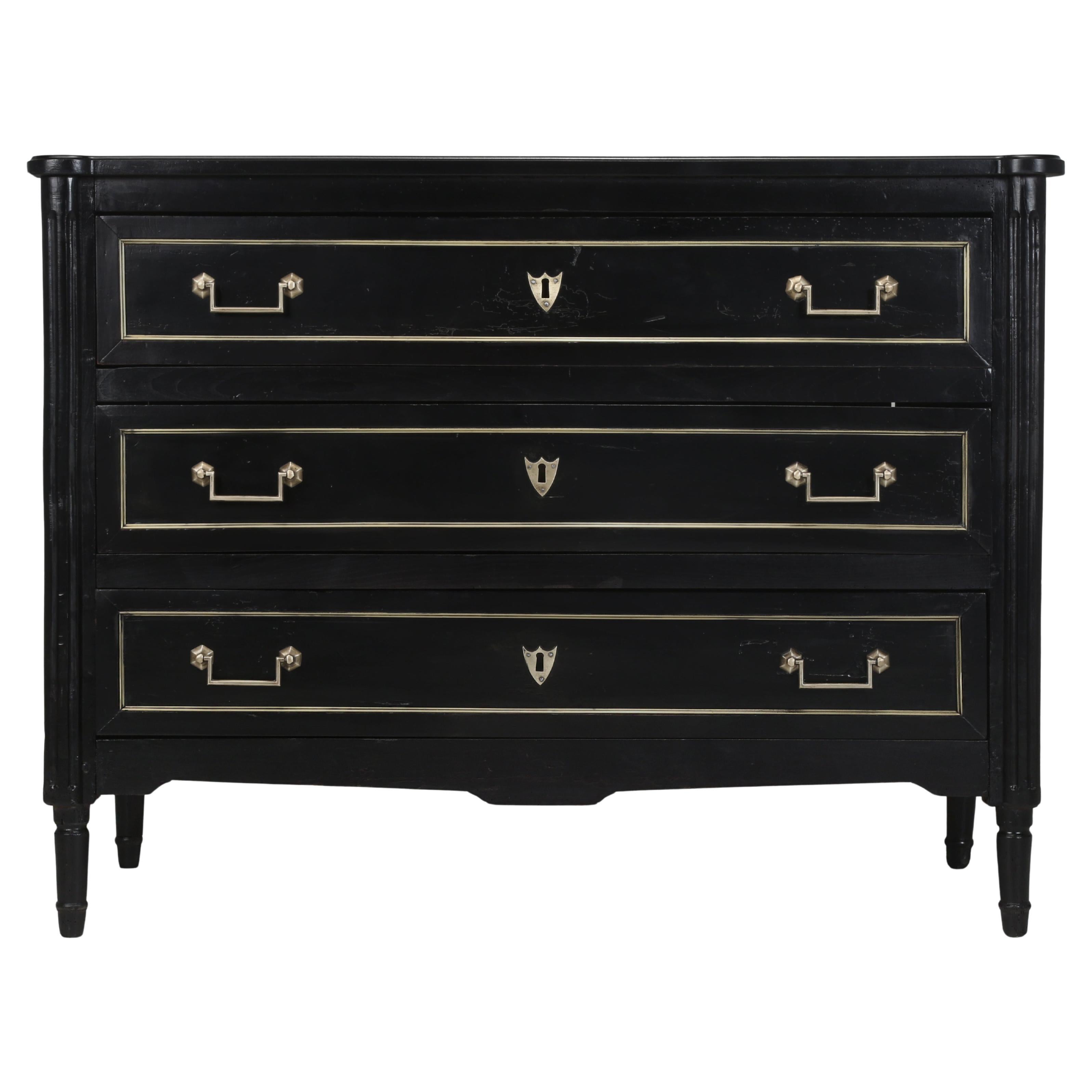 Antique French Louis XVI Style Commode con finitura ebanizzata 200 anni fa in vendita