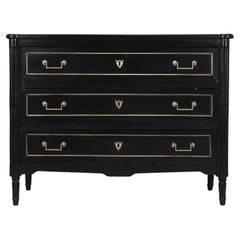 Antique French Louis XVI Style Commode with an Ebonized Finish 200-Years Old