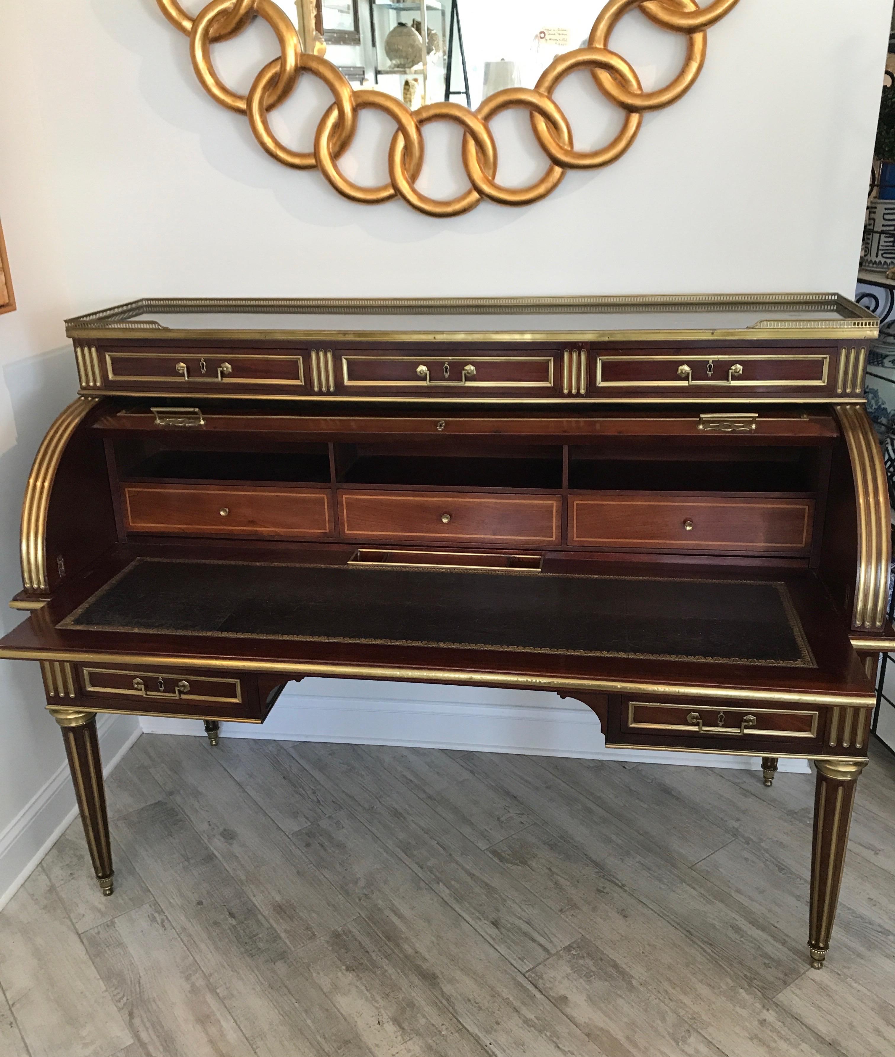 19th Century Antique French Louis XVI Style Cylinder Desk For Sale