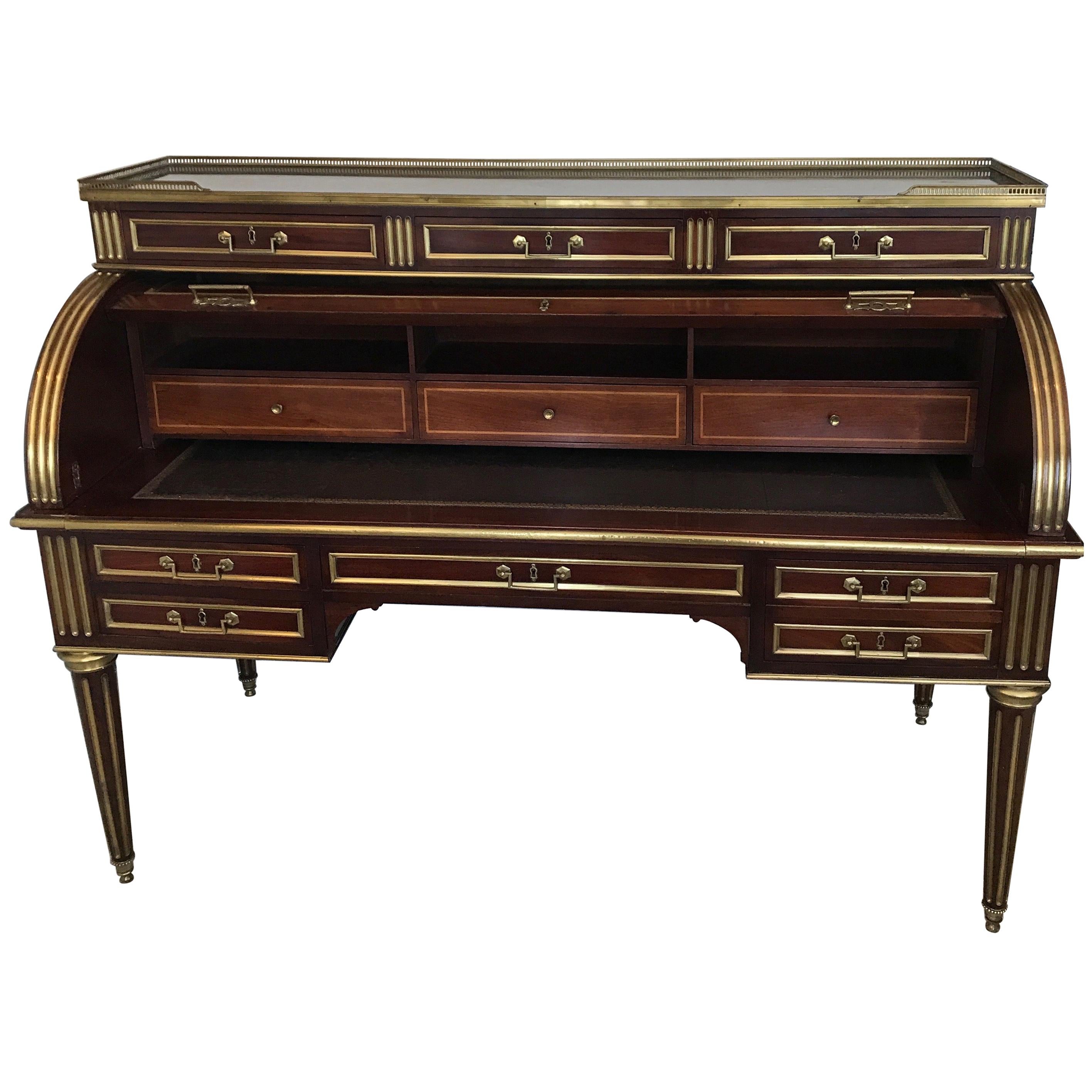 Antique French Louis XVI Style Cylinder Desk For Sale