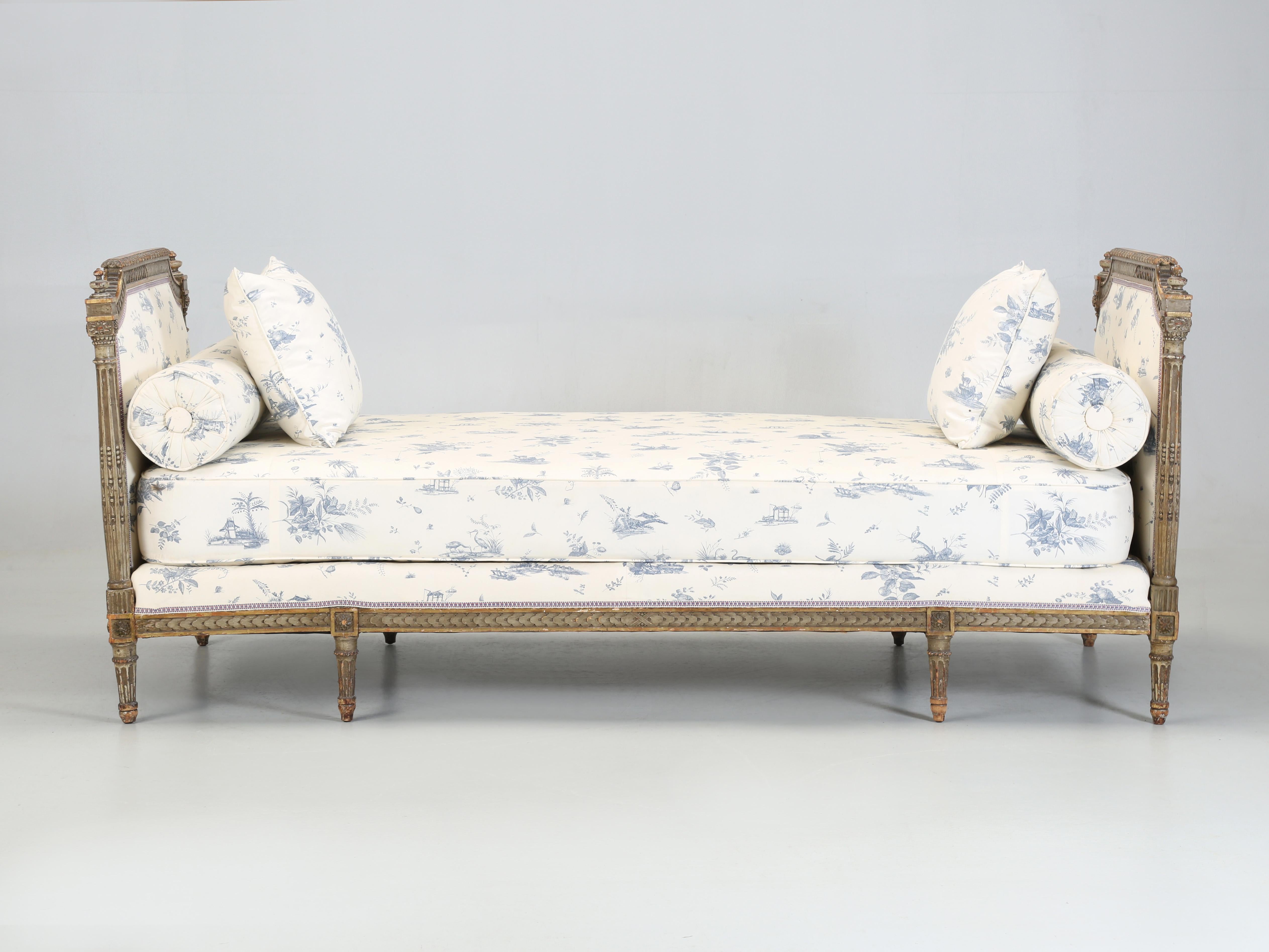 Antique French Louis XVI Style Daybed from the 1800’s. Every now and again we get surprised, sometimes it's good and other times you’d like to forget. We recently purchased this mid-1800’s French Louis XVI Daybed and it was kind of a pig in a poke,