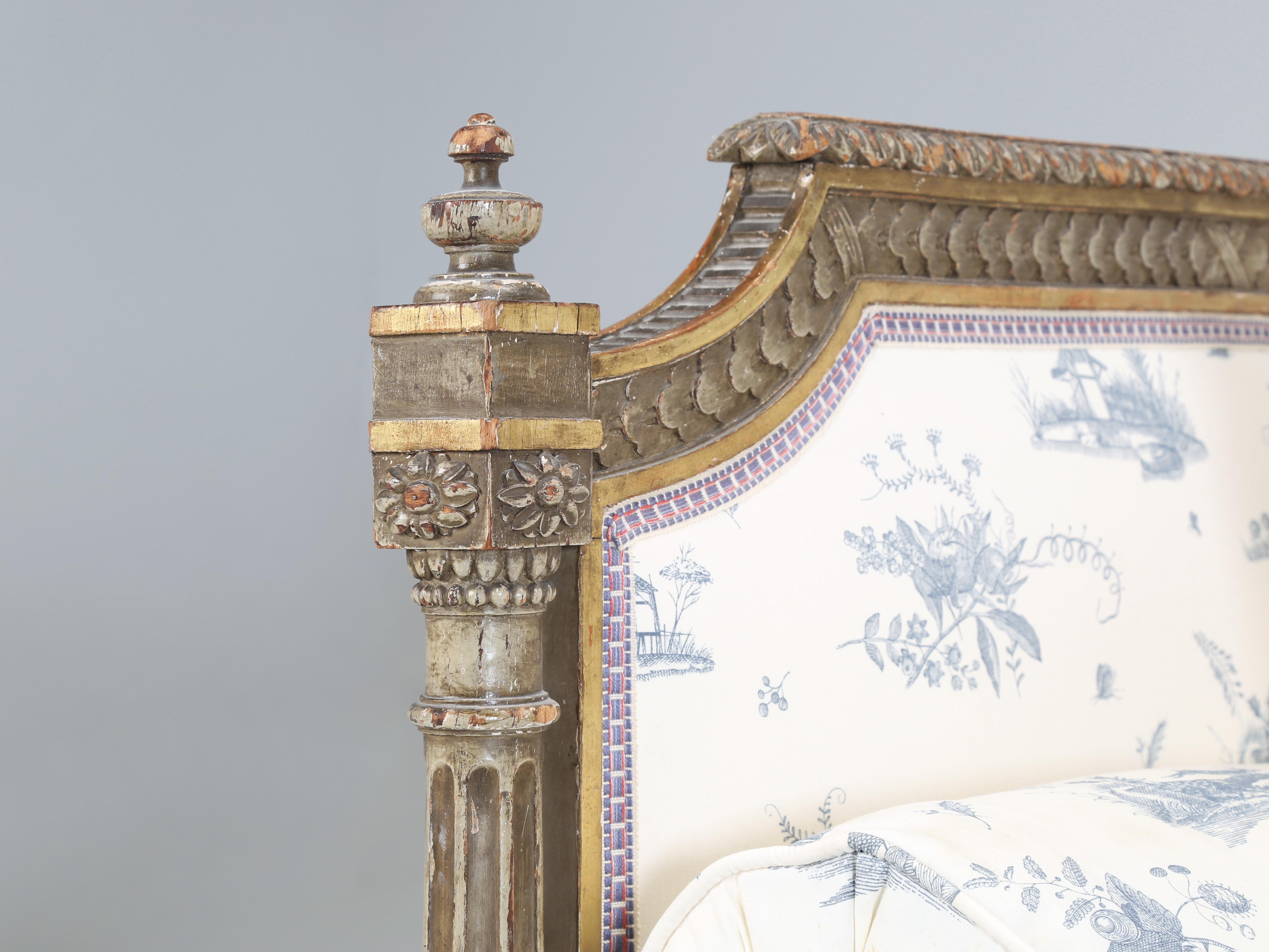 Antique French Louis XVI Style Daybed 1800’s All Original Paint and 24kt Gilding 4