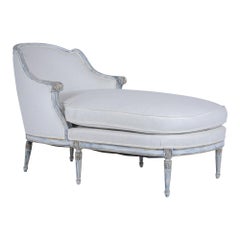 Antique French Louis XVI Style Distressed Chaise Lounge