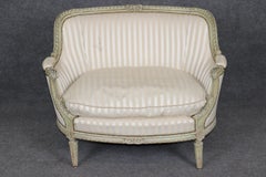 Antique French Louis XVI Style Distressed Paint Decorated Settee Love Seat