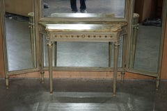 ANTIQUE FRENCH LOUIS XVI STYLE DRESSiNG ROOM CONSOLE TABLE FULL LENGTH MIRROR