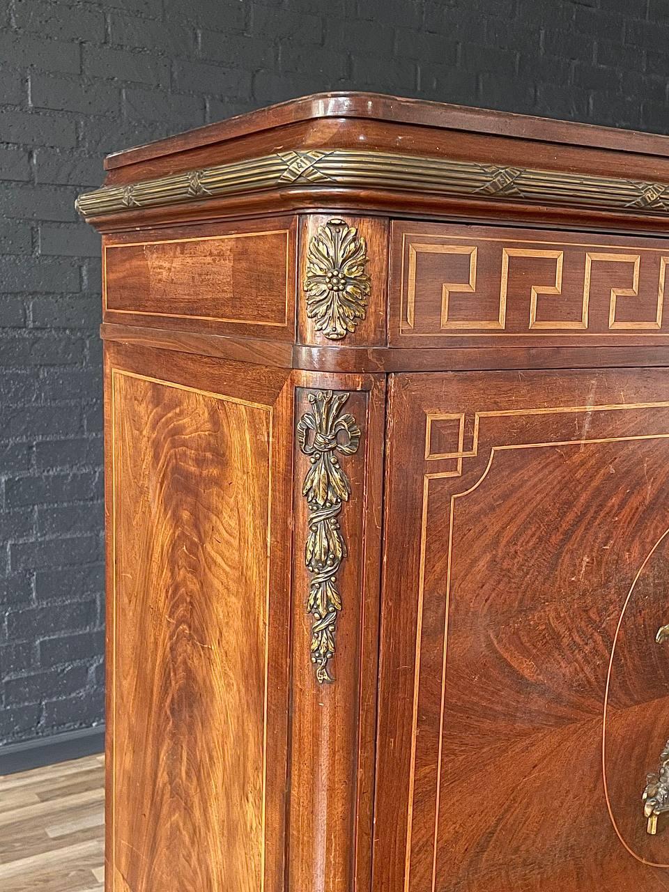 Francese Antique French Louis XVI Style Drop-Down Desk Cabinet in vendita