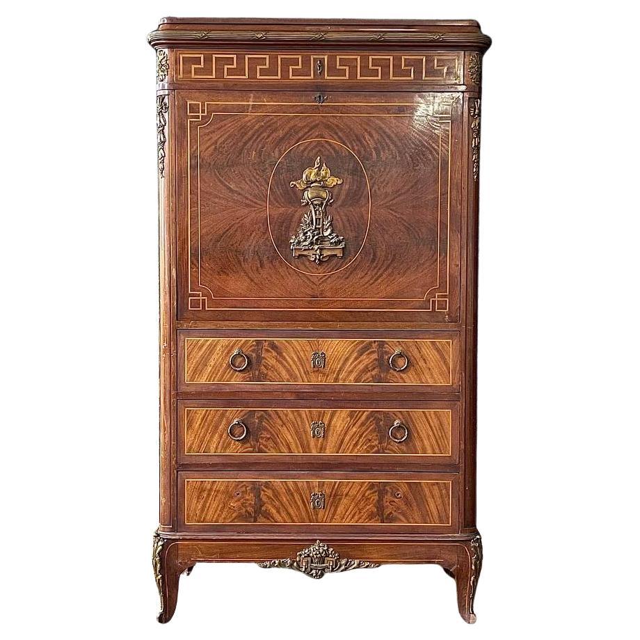 Antiguo mueble escritorio abatible estilo Luis XVI francés