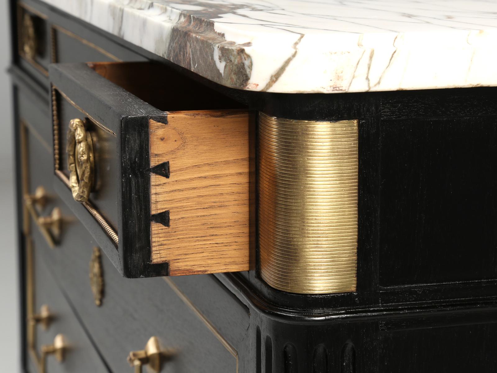 Antique French Louis XVI Style Ebonized Commode with a Gorgeous Marble Top 5