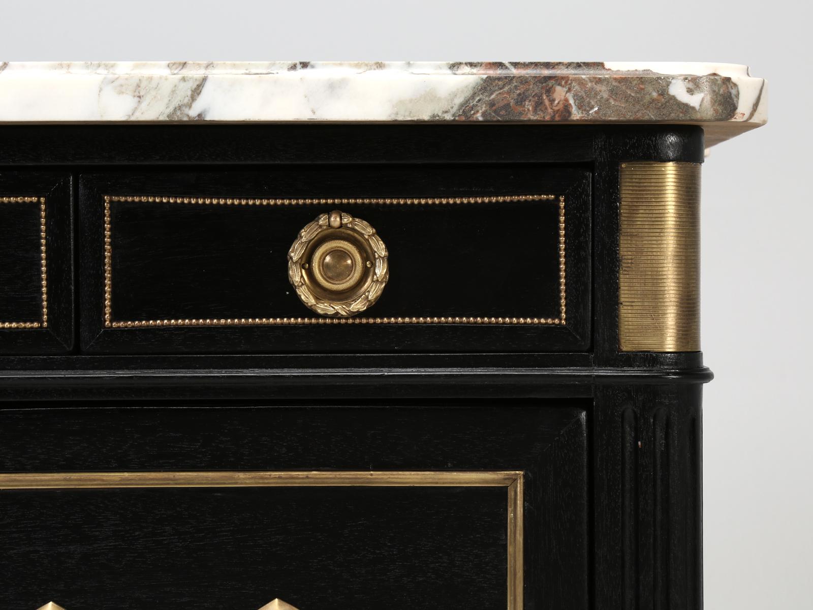 Antique French Louis XVI Style Ebonized Commode with a Gorgeous Marble Top 6