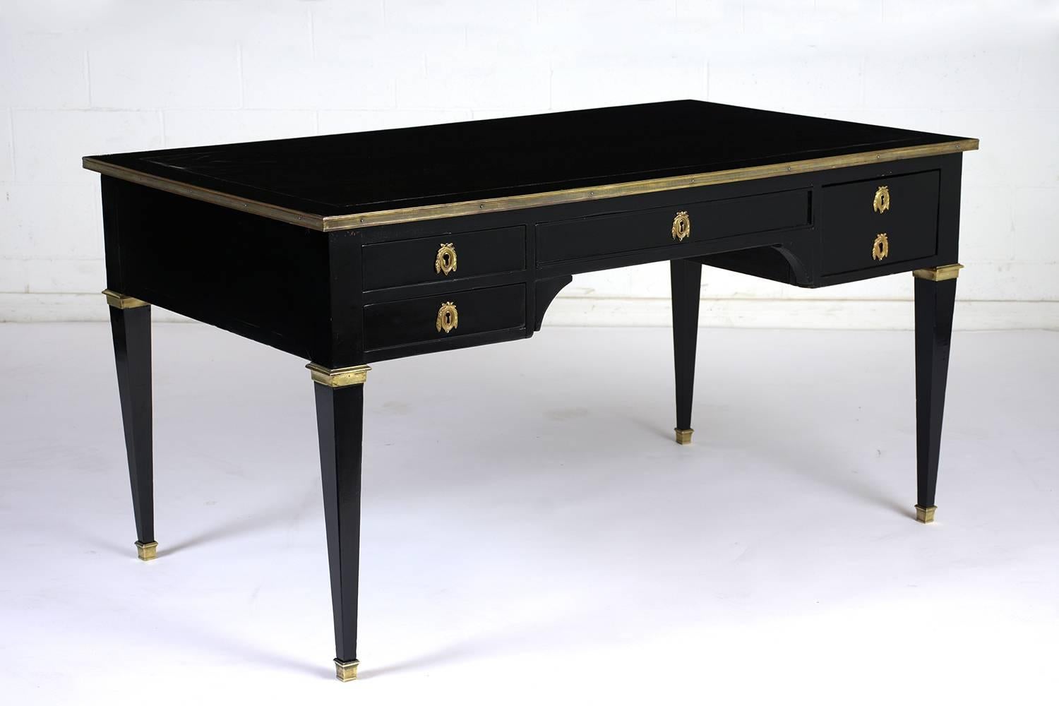 Carved Antique French Louis XVI-Style Ebonized Desk