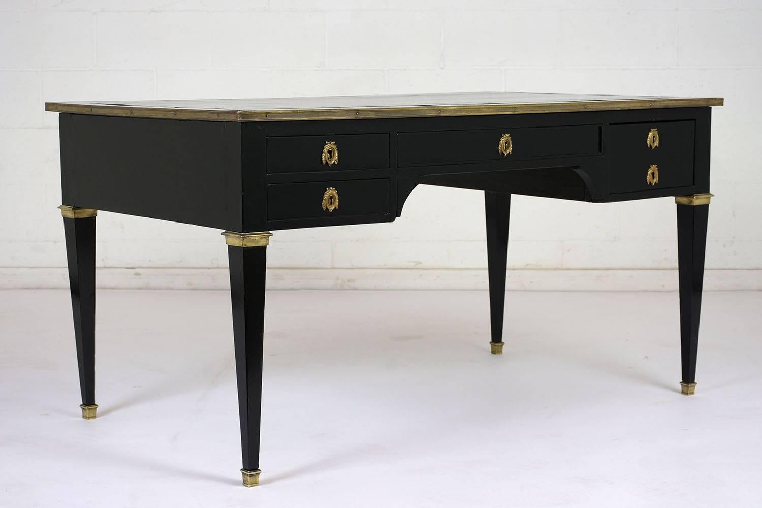 Antique French Louis XVI-Style Ebonized Desk In Excellent Condition In Los Angeles, CA