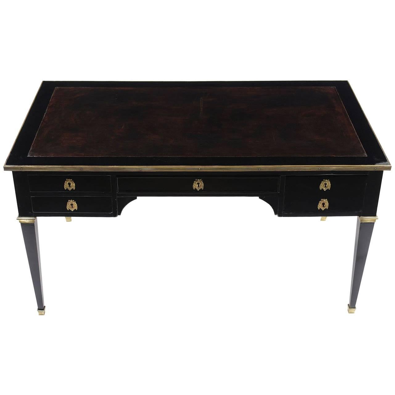 Antique French Louis XVI-Style Ebonized Desk