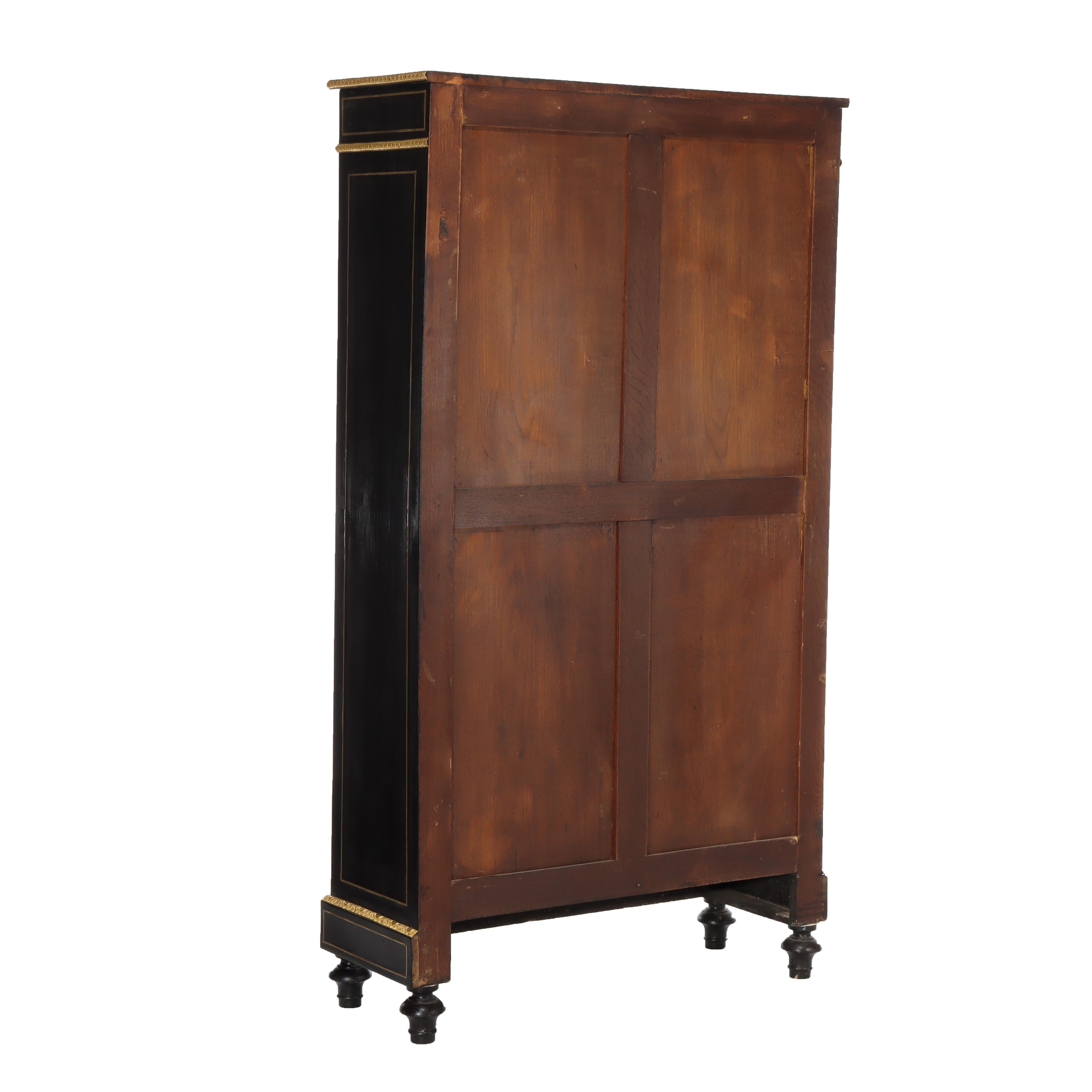 Antique French Louis XVI Style Ebonized & Gilt Bookcase With Ormolu Mounts 20thC en vente 7
