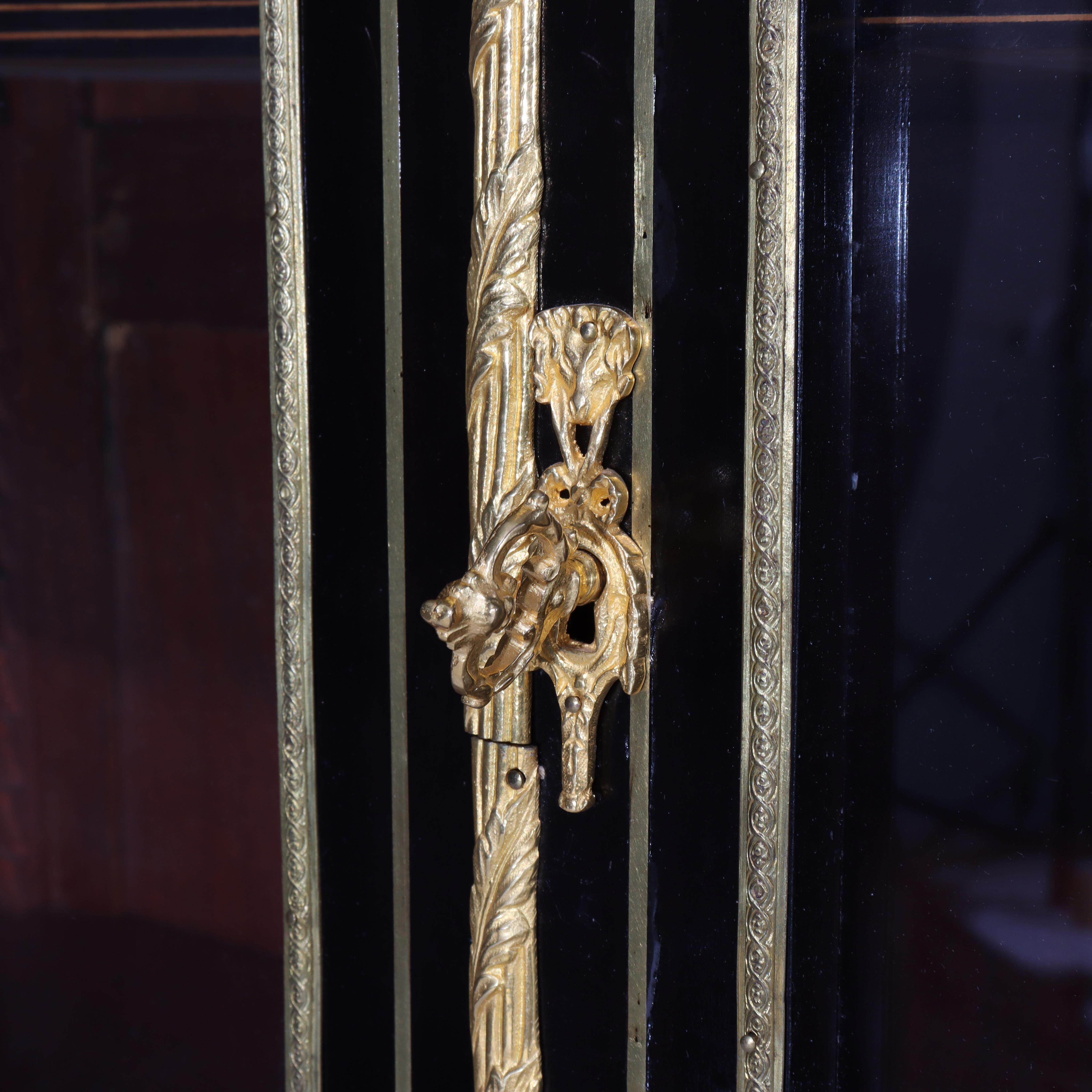 Antique French Louis XVI Style Ebonized & Gilt Bookcase With Ormolu Mounts 20thC en vente 3