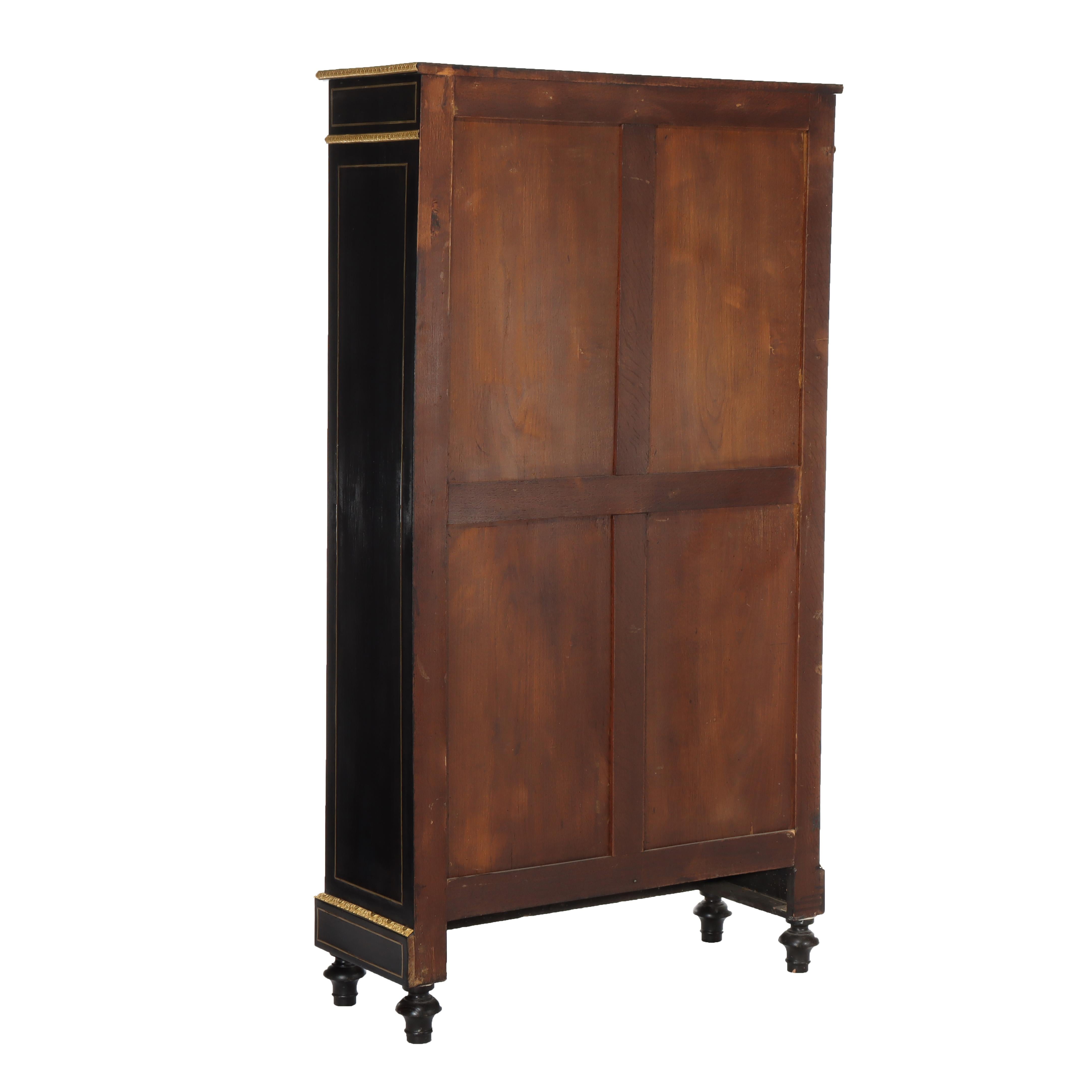 Antique French Louis XVI Style Ebonized & Gilt Bookcase With Ormolu Mounts 20thC en vente 4
