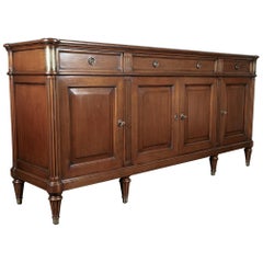 Antique French Louis XVI Style Enfilade Buffet in Walnut