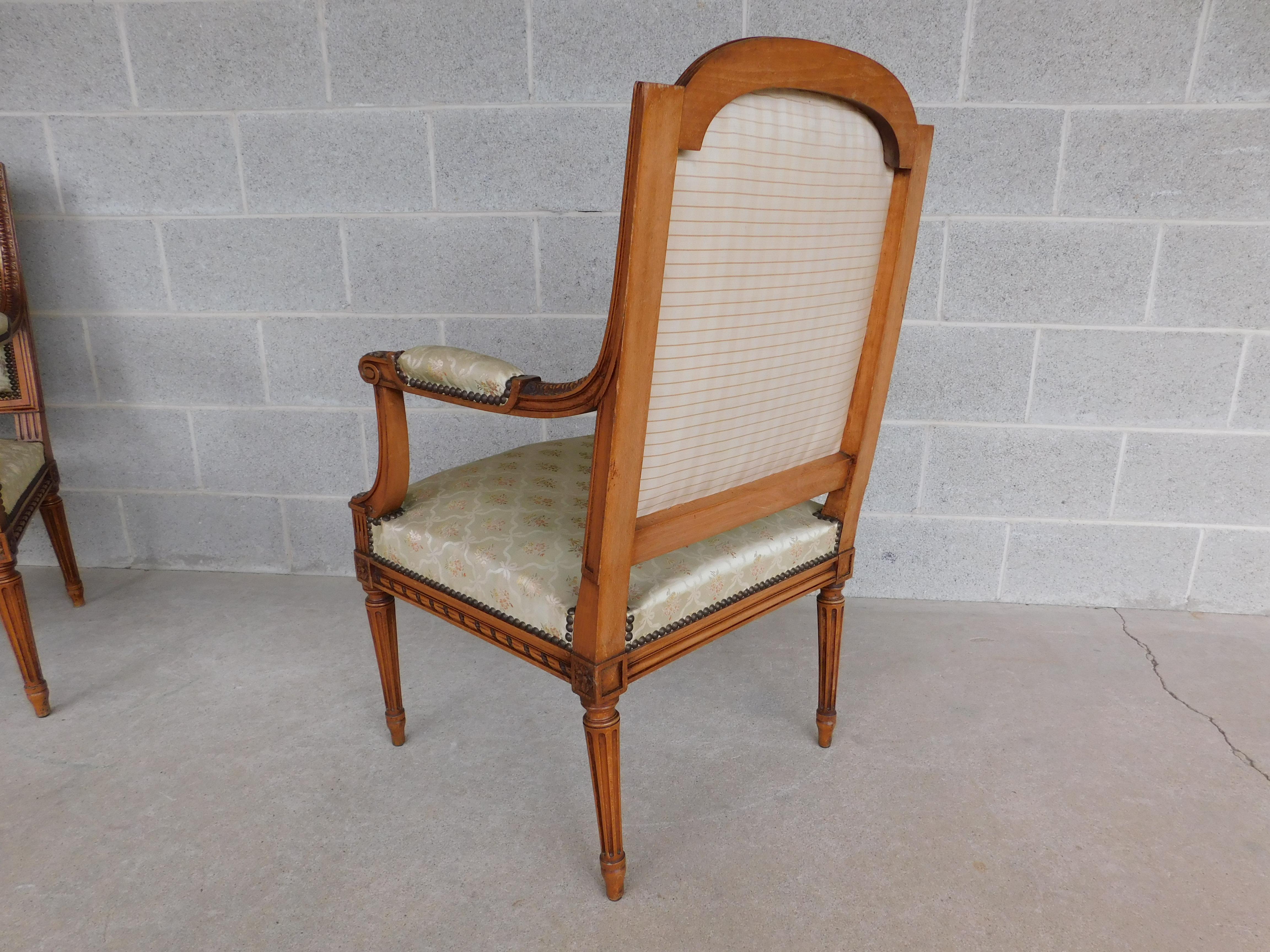Antique French Louis XVI Style Fauteuil Chairs Late 19th Century, a Pair For Sale 9