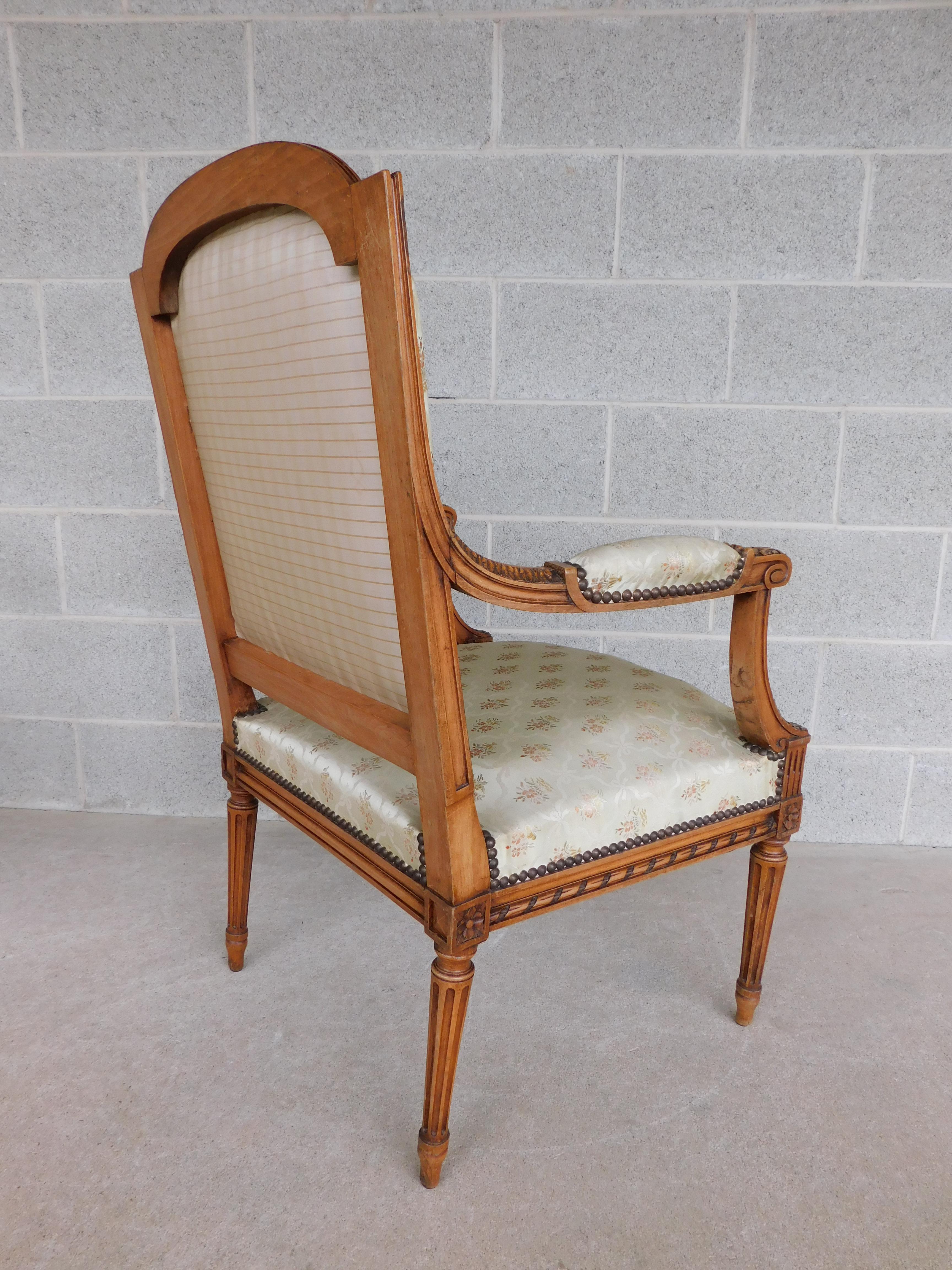 Antique French Louis XVI Style Fauteuil Chairs Late 19th Century, a Pair For Sale 12