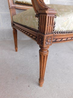 Antique French Louis XVI Style Fauteuil Chairs Late 19th Century, a Pair