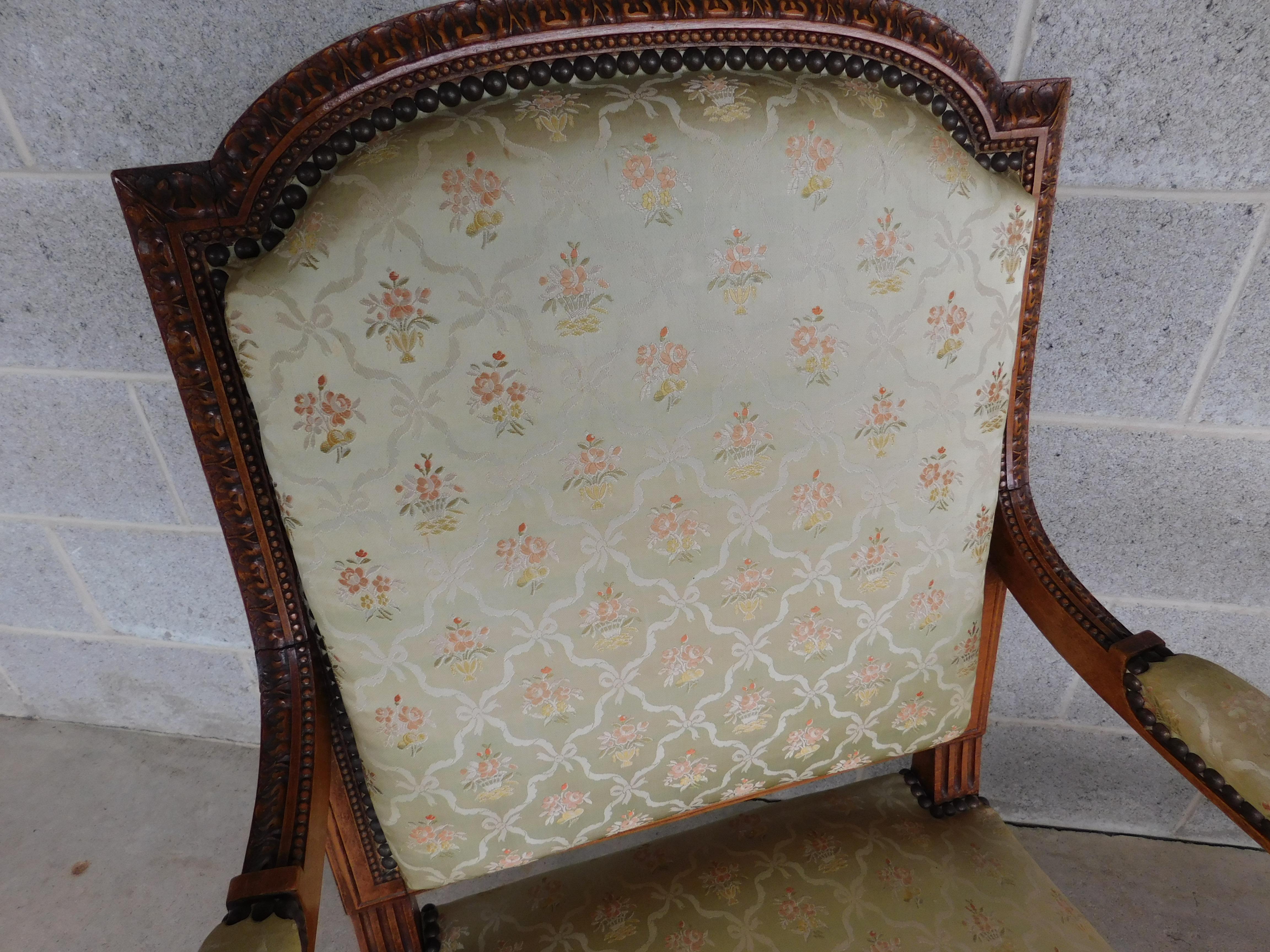 Oak Antique French Louis XVI Style Fauteuil Chairs Late 19th Century, a Pair For Sale