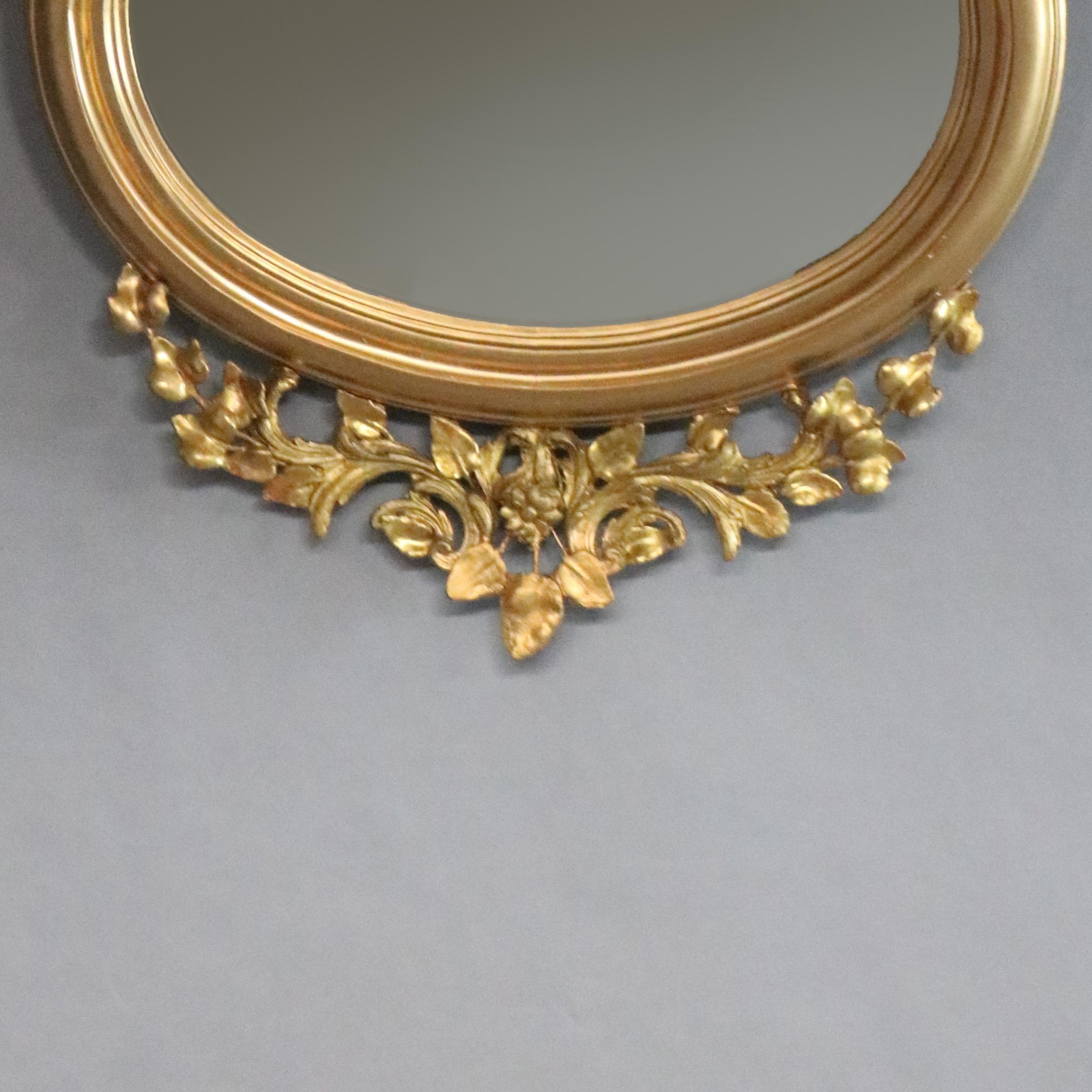Carved Antique French Louis XVI Style Foliate Giltwood Wall Mirror, circa 1890