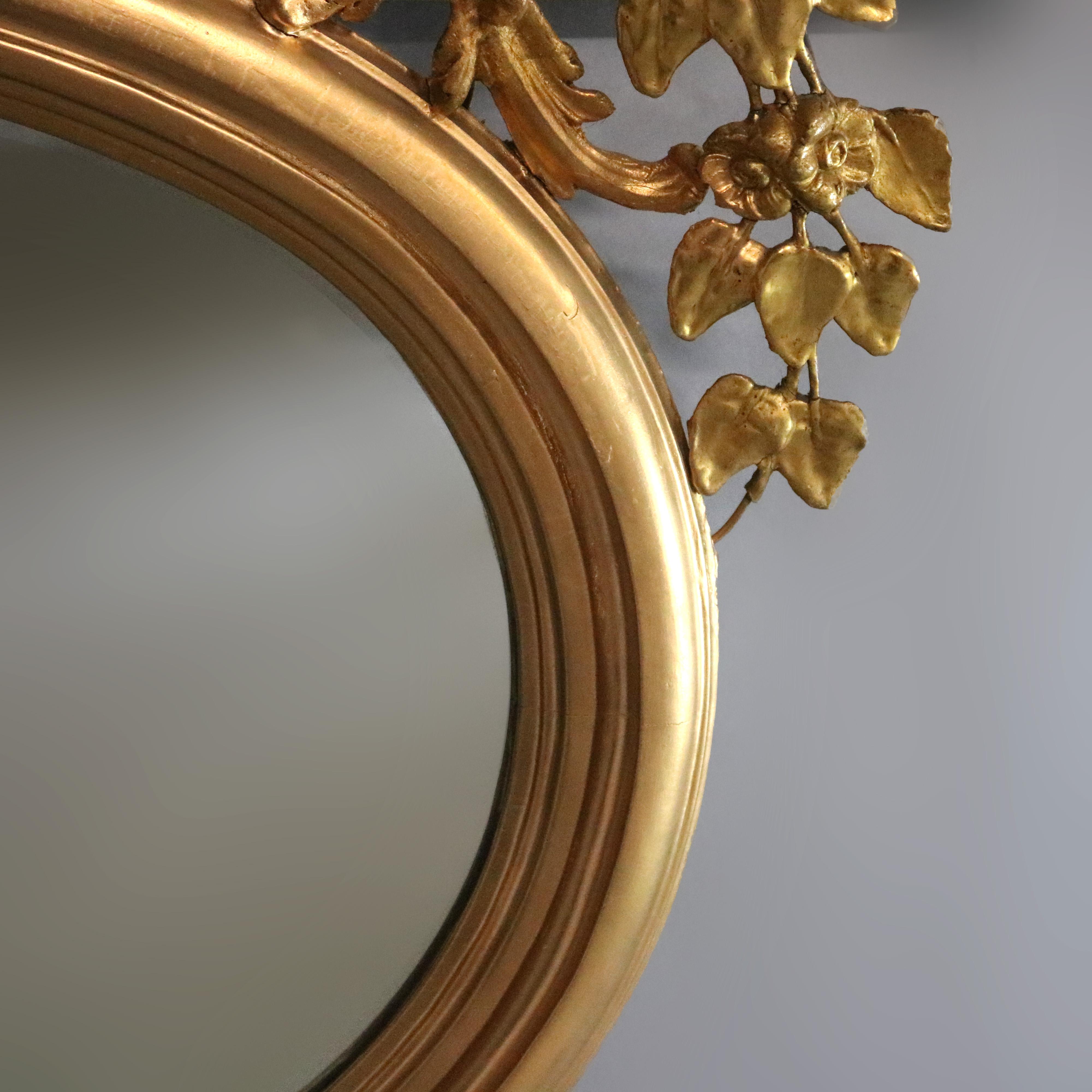 Antique French Louis XVI Style Foliate Giltwood Wall Mirror, circa 1890 2