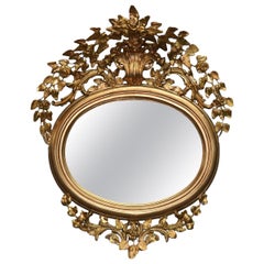 Antique French Louis XVI Style Foliate Giltwood Wall Mirror, circa 1890