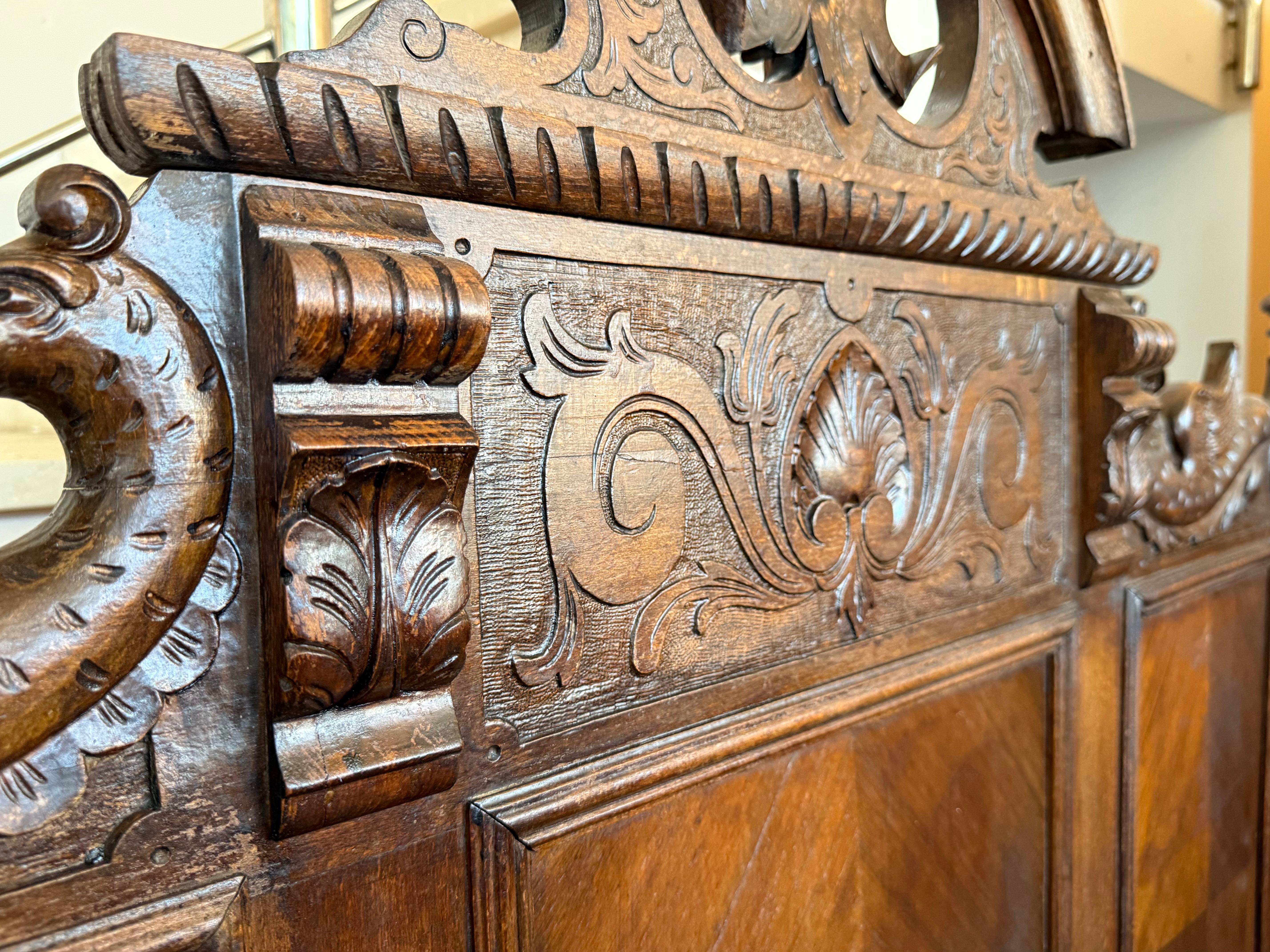 Antique French Louis XVI Full/Queen Size Rosewood Carved Bed Frame Baroque en vente 5