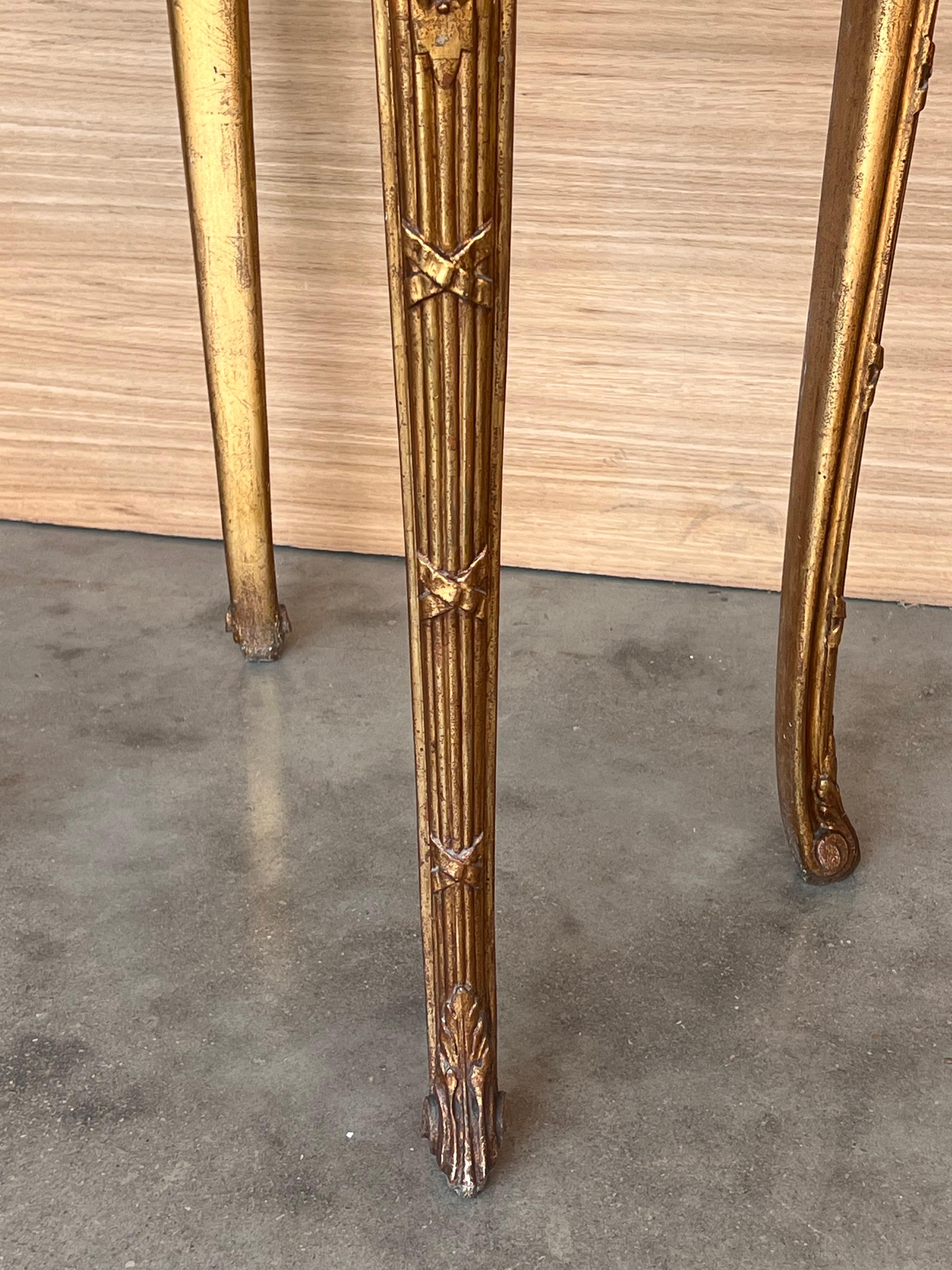 Antique French Louis XVI Style Gilded Oval Console Table with Four Legs For Sale 6
