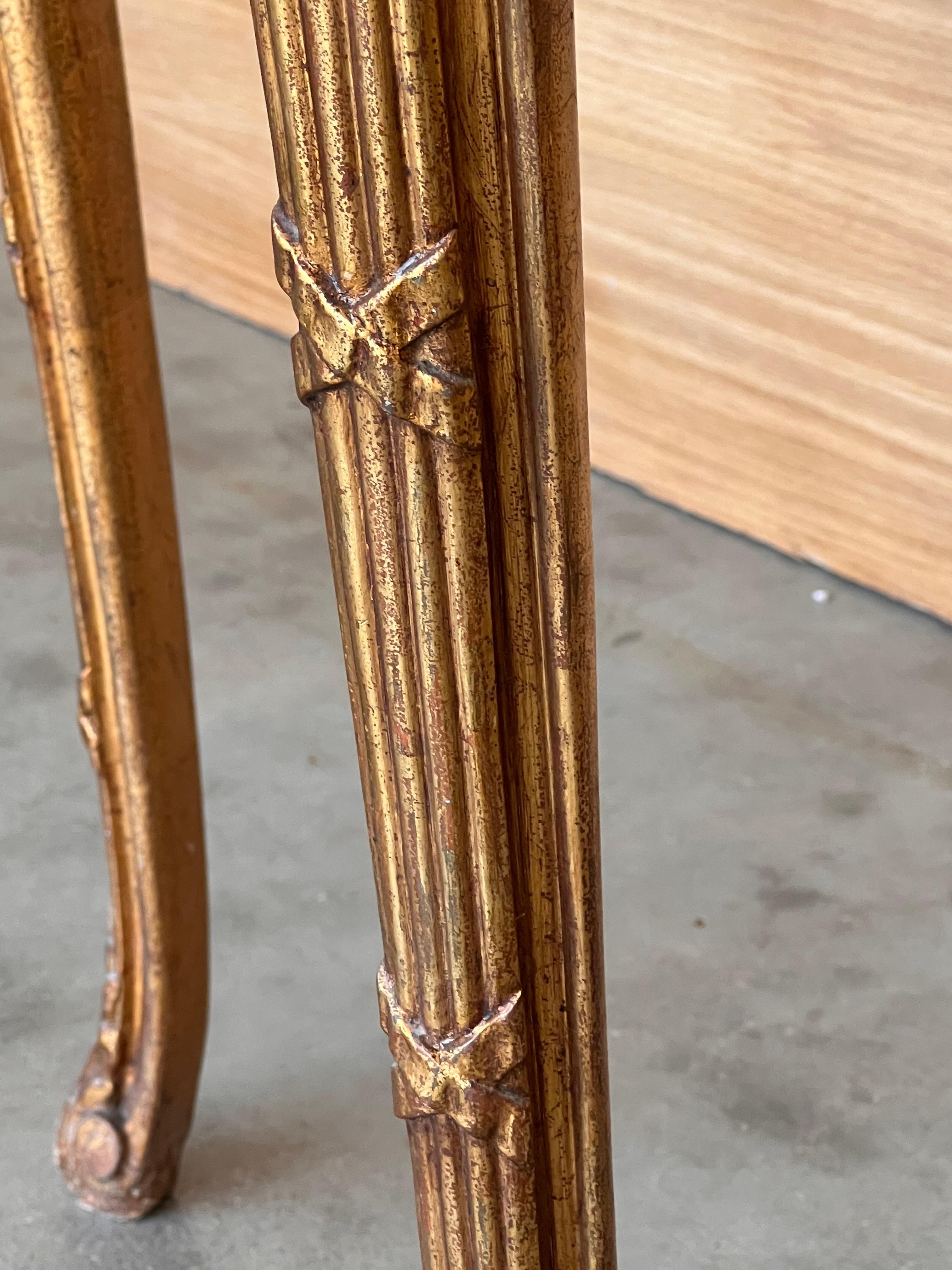 Antique French Louis XVI Style Gilded Oval Console Table with Four Legs For Sale 7