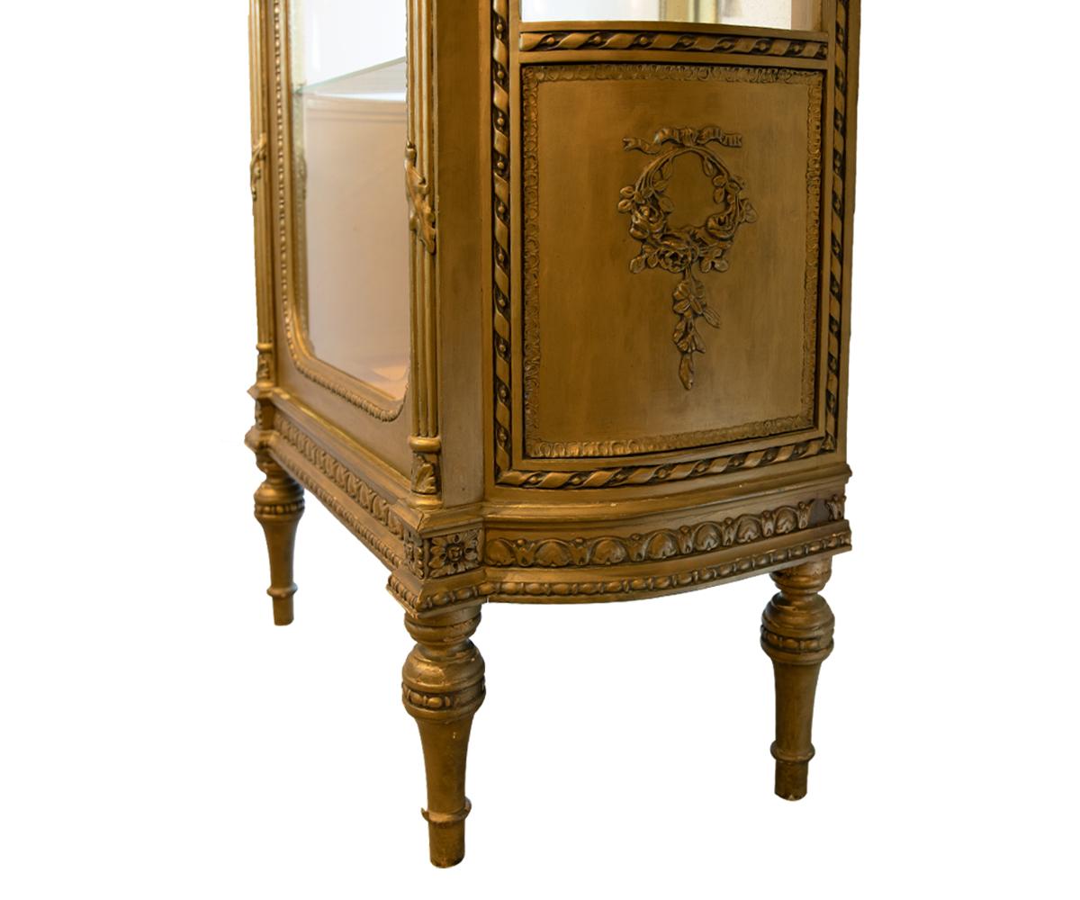 Antique French Louis XVI Style Gilded Vitrine / Display Cabinet For Sale 2