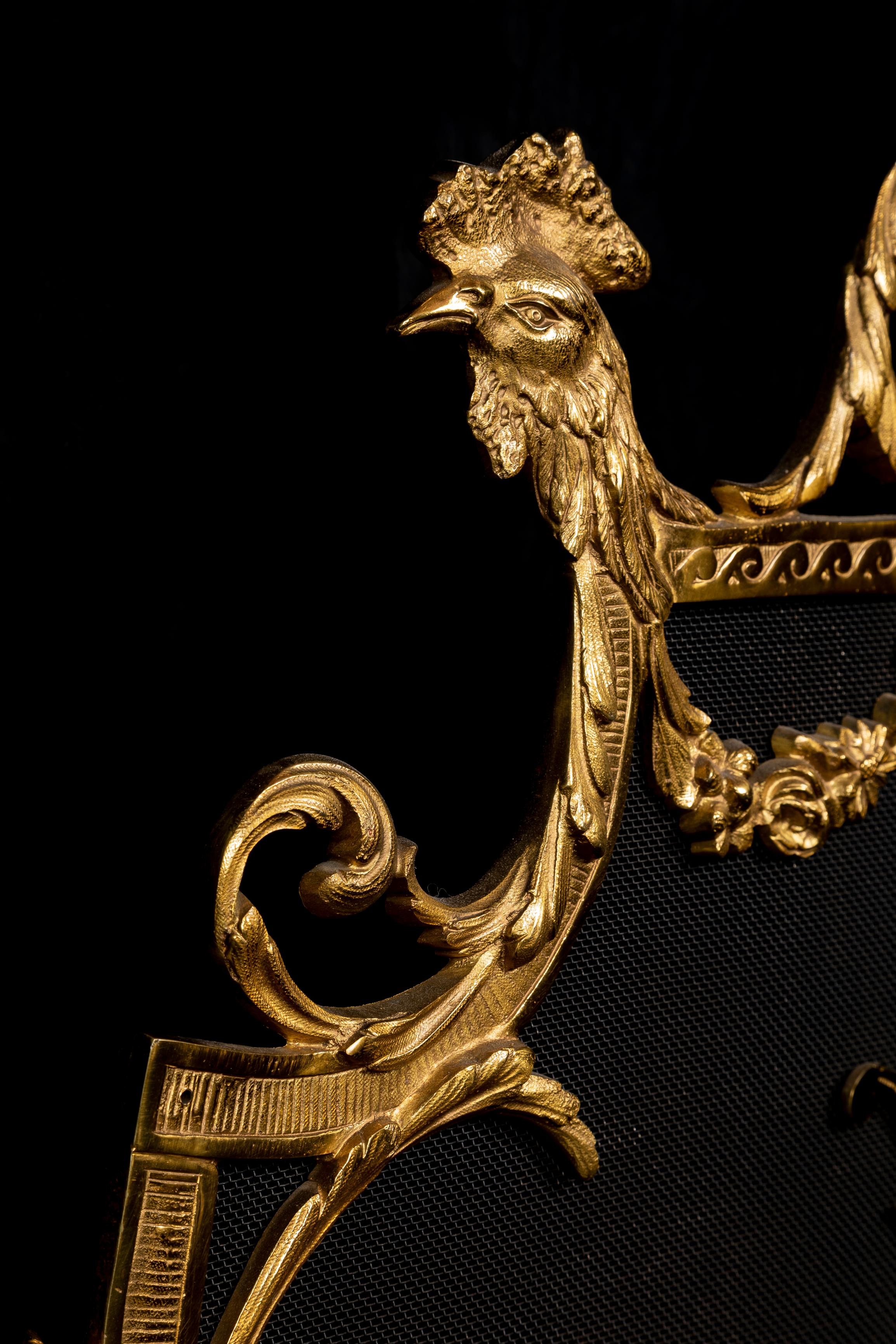 20th Century Antique French Louis XVI Style Gilt Bronze Fireplace Screen For Sale