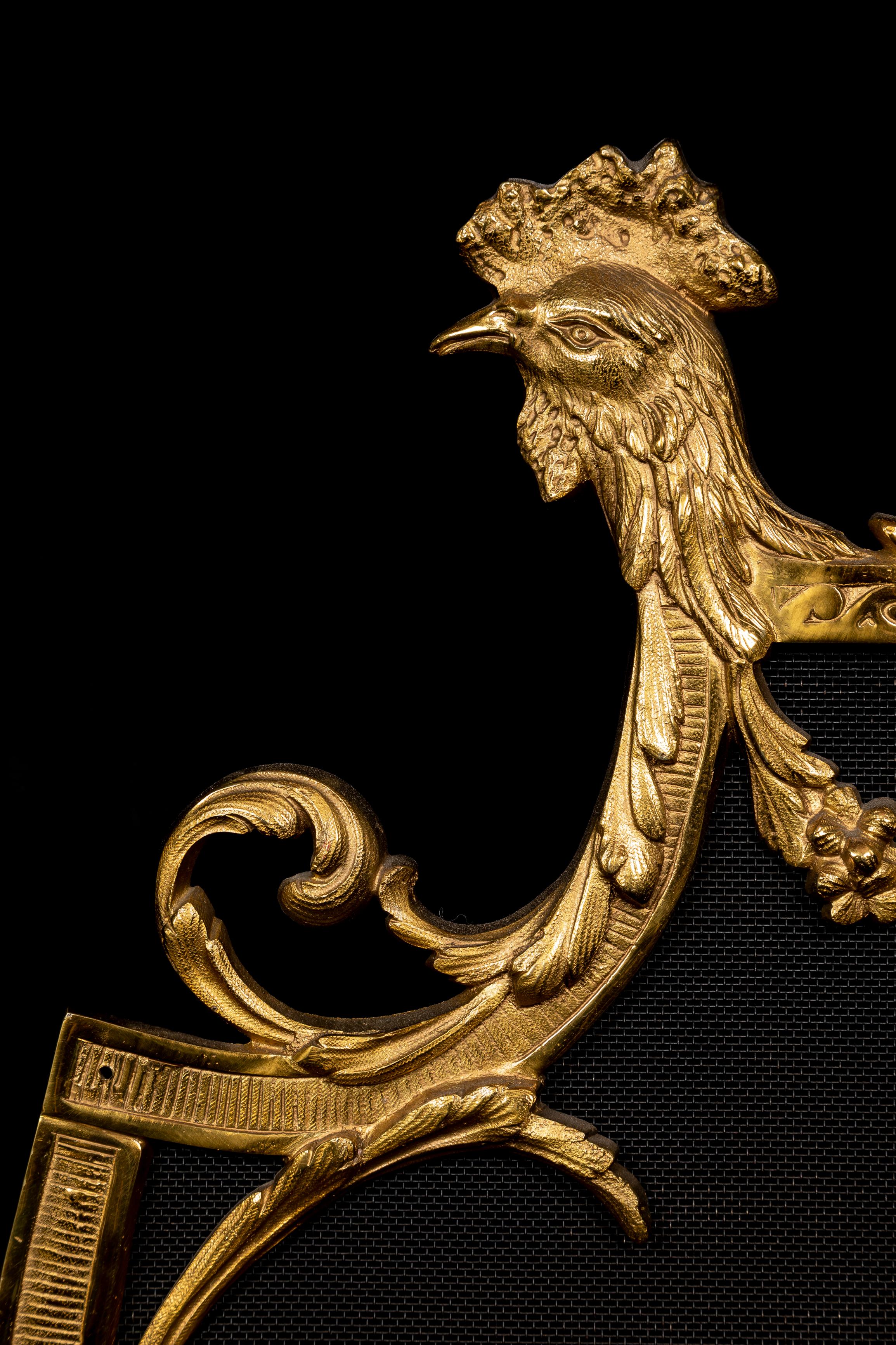 Antique French Louis XVI Style Gilt Bronze Fireplace Screen For Sale 1