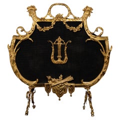 Antike französische Louis XVI Stil vergoldete Bronze Kaminschirm
