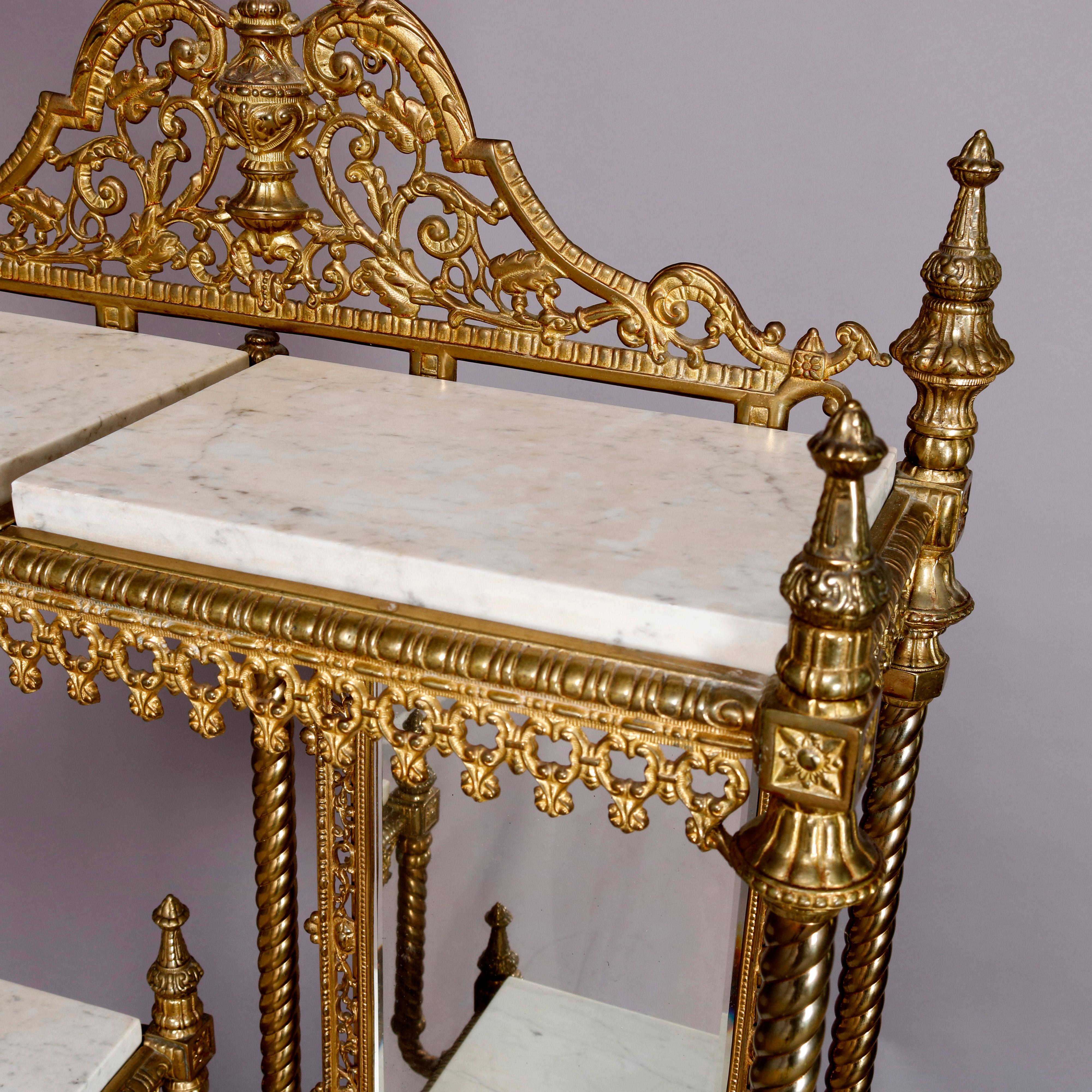 Antique French Louis XVI Style Gilt Bronze and Marble Mirrored Étagère 7