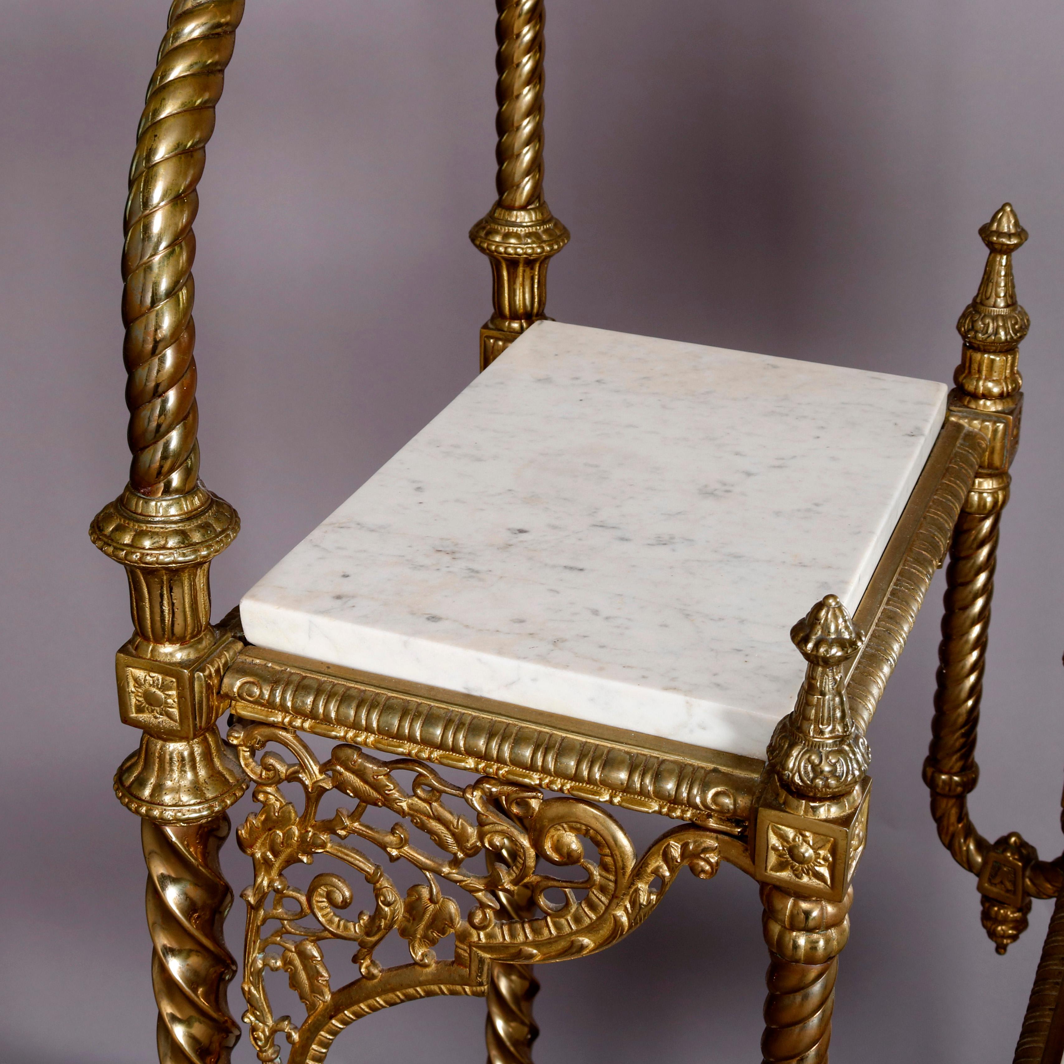 Antique French Louis XVI Style Gilt Bronze and Marble Mirrored Étagère 1