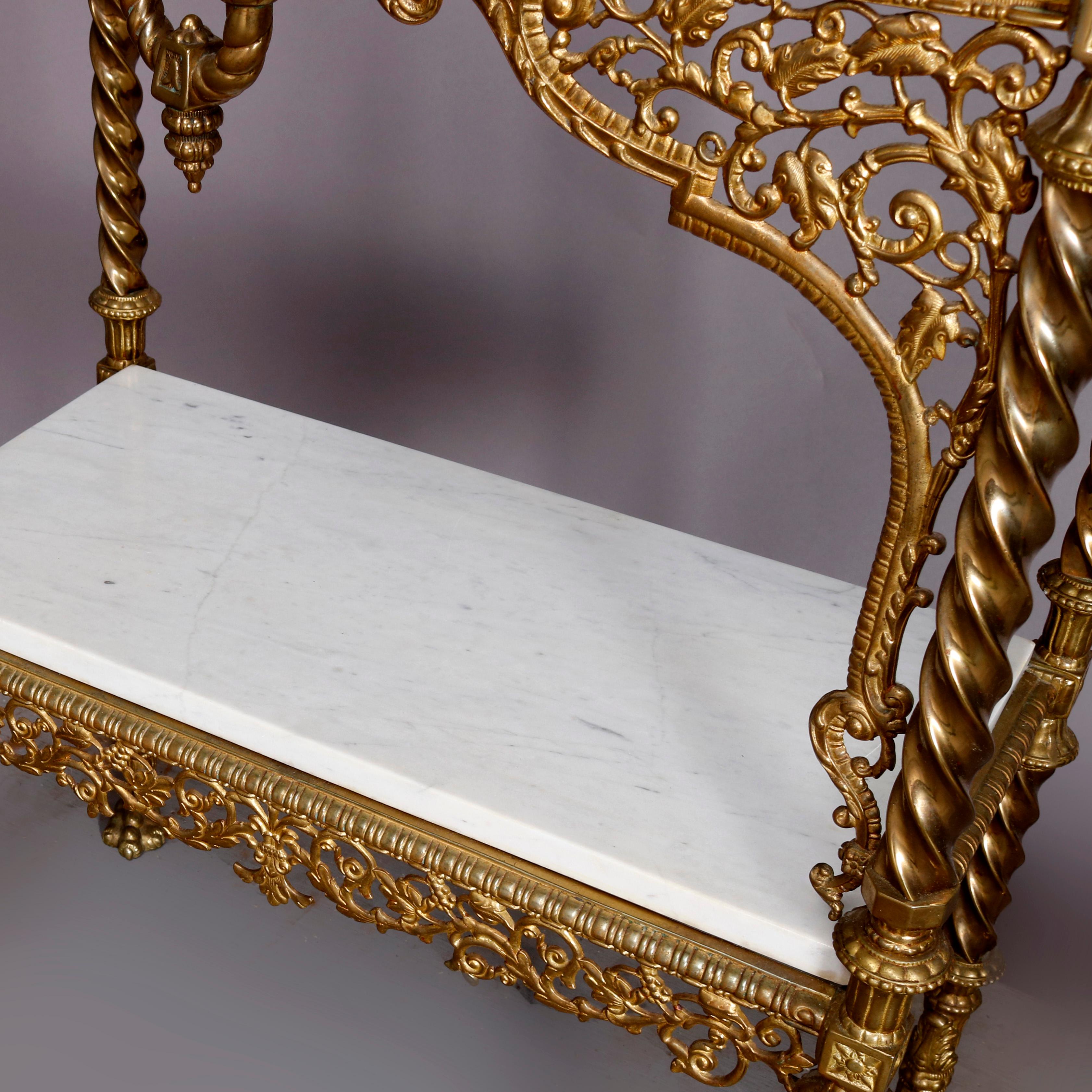 Antique French Louis XVI Style Gilt Bronze and Marble Mirrored Étagère 2