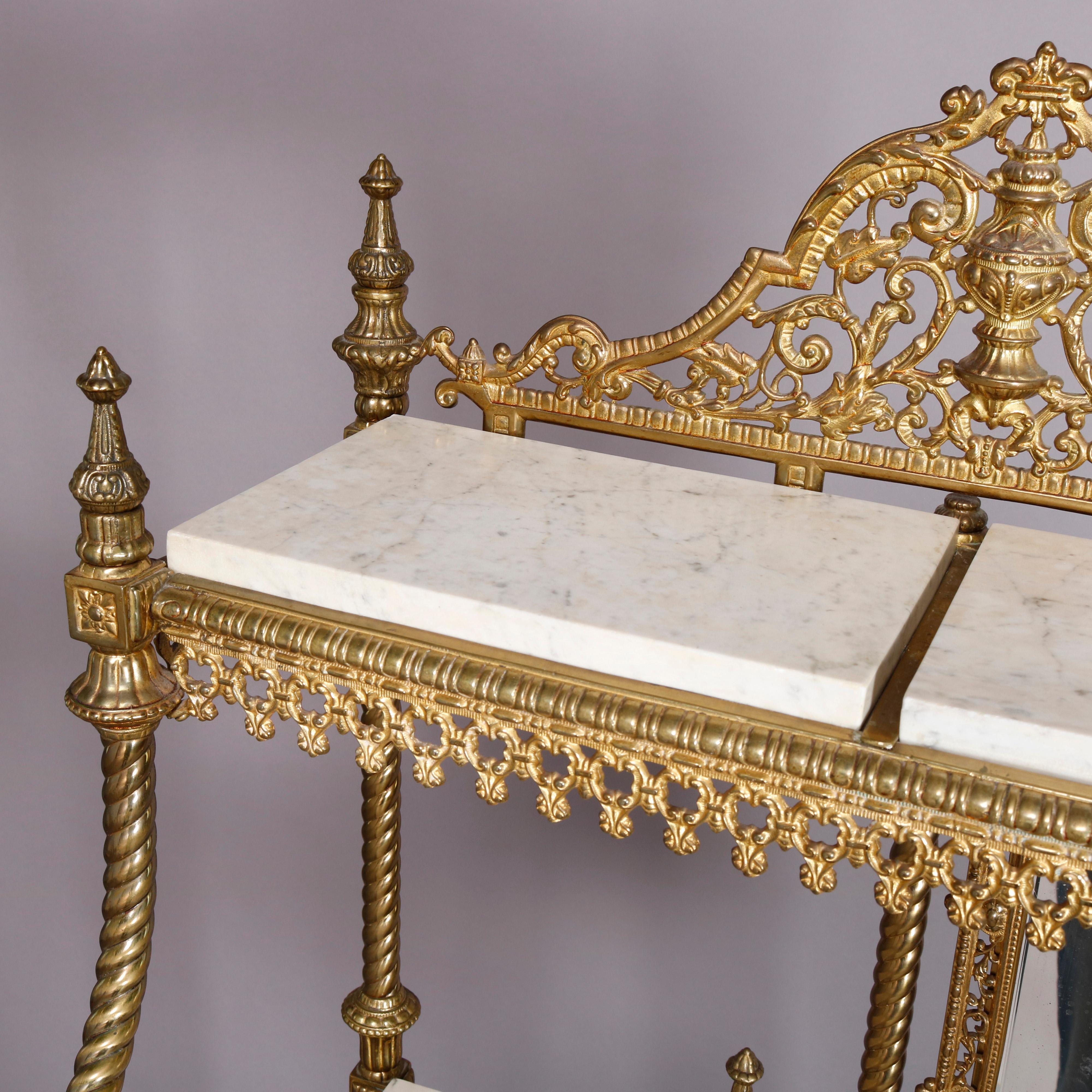 Antique French Louis XVI Style Gilt Bronze and Marble Mirrored Étagère 3