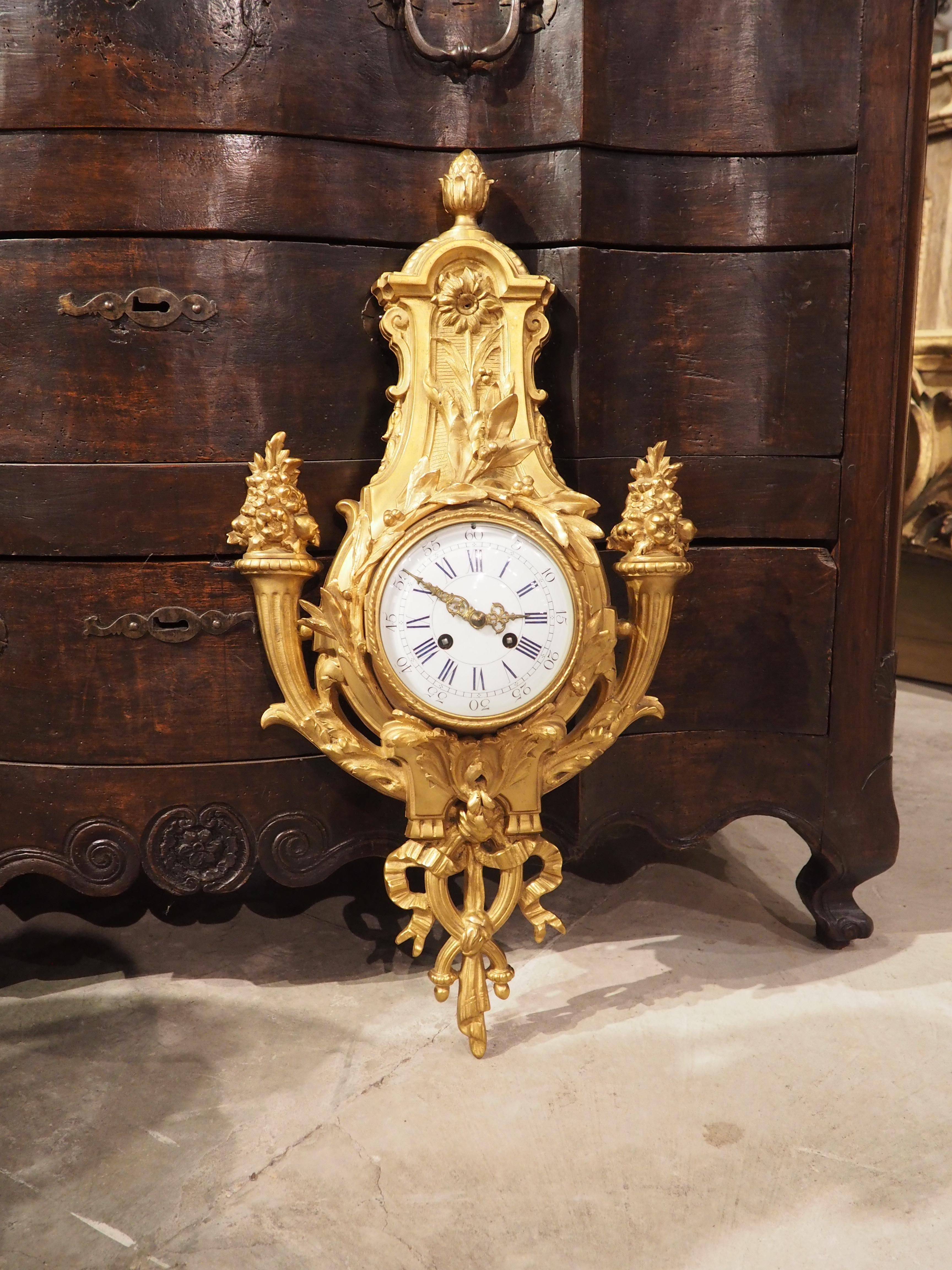 Antique French Louis XVI Style Gilt Bronze Wall Clock, 19th Century For Sale 7