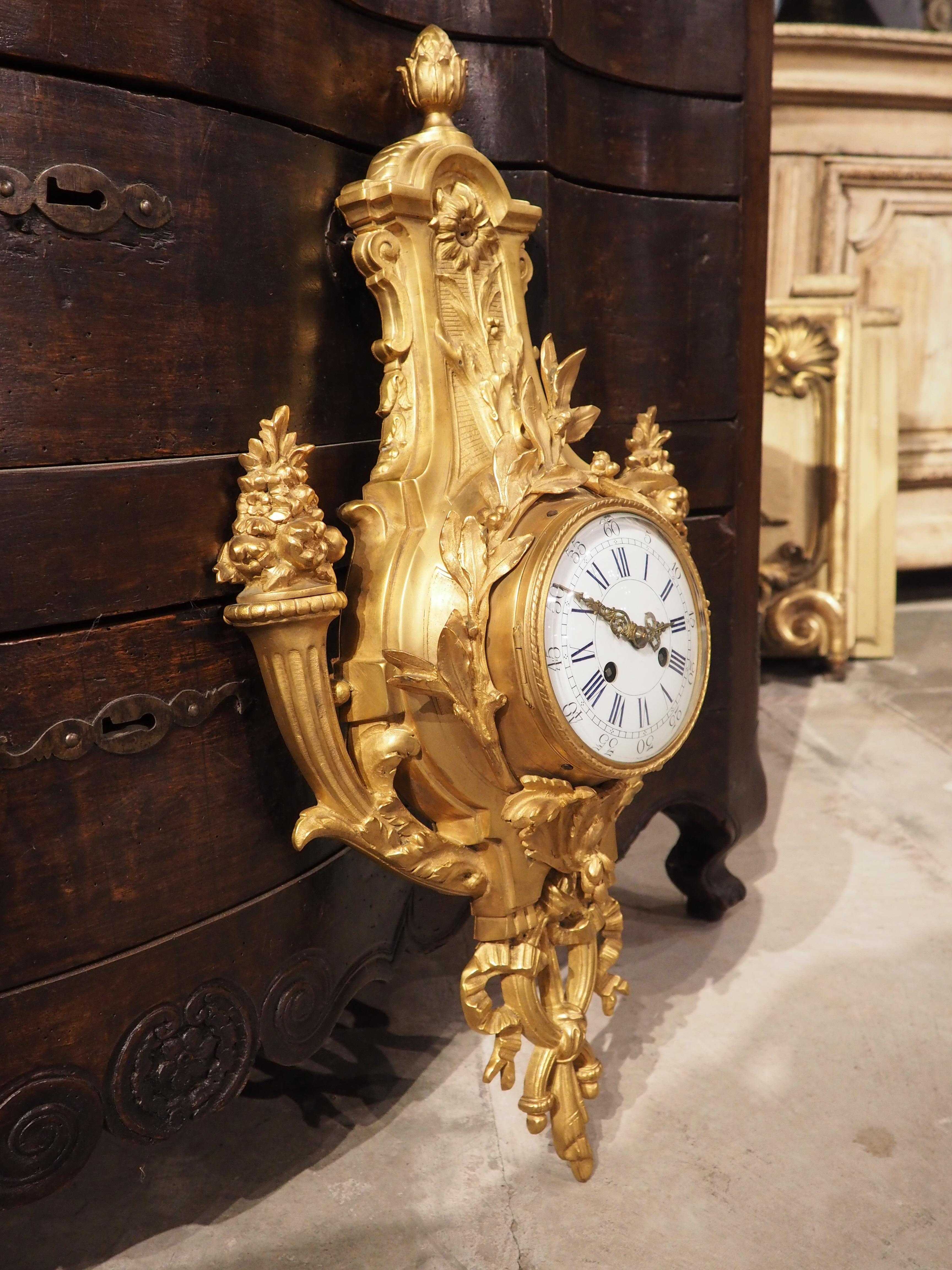 Antique French Louis XVI Style Gilt Bronze Wall Clock, 19th Century For Sale 8