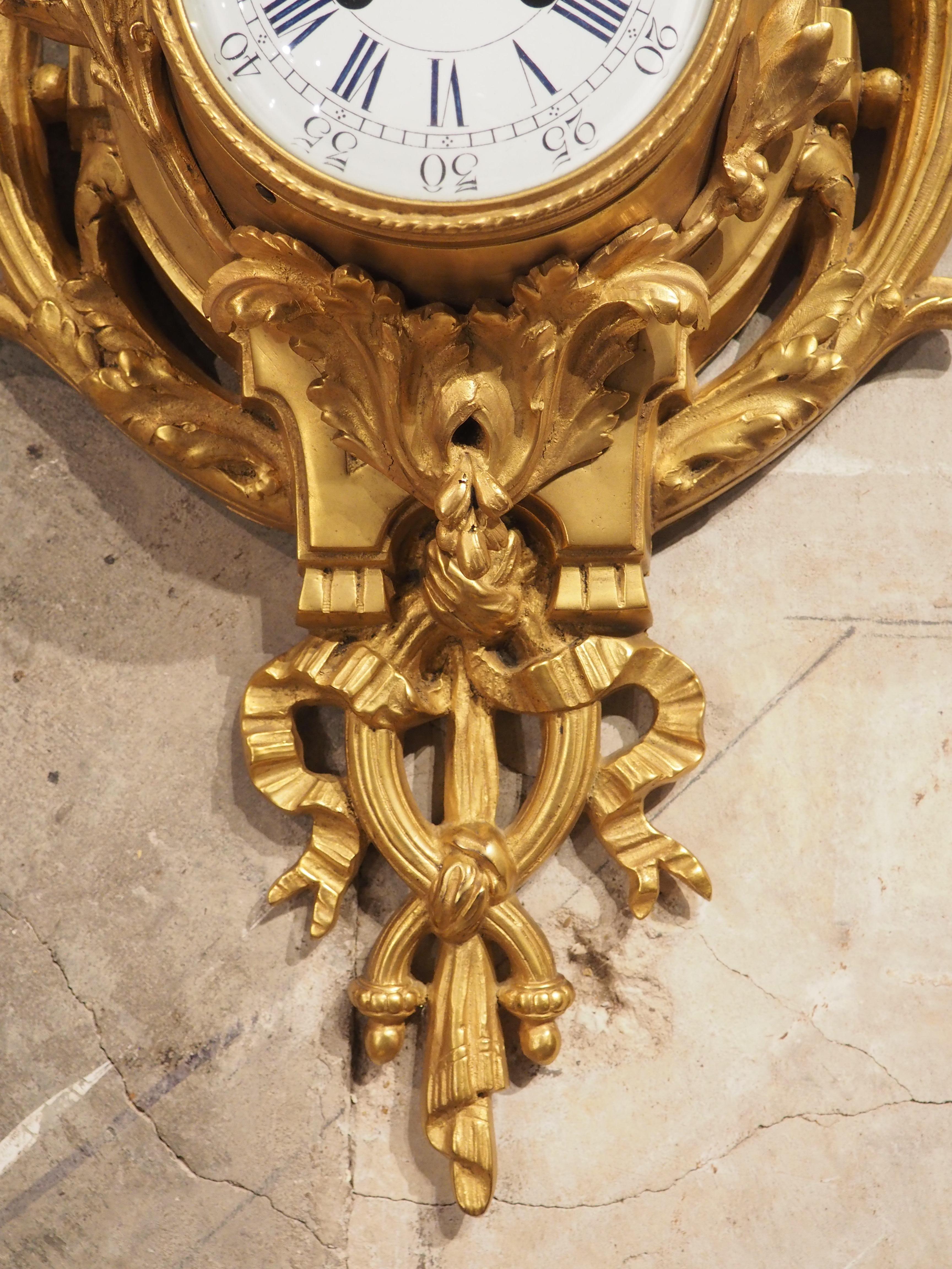 Antique French Louis XVI Style Gilt Bronze Wall Clock, 19th Century For Sale 14