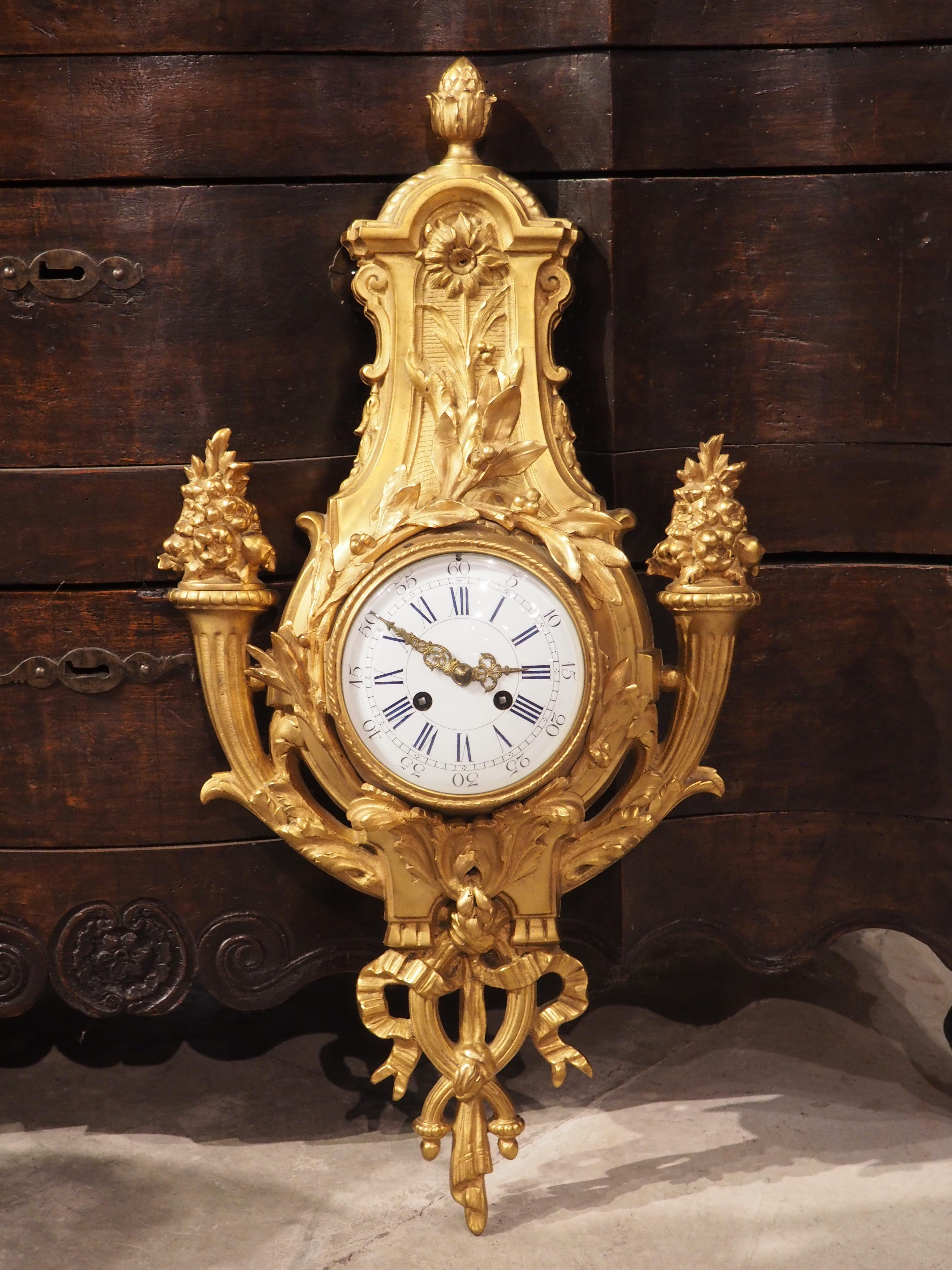 Antique French Louis XVI Style Gilt Bronze Wall Clock, 19th Century For Sale 16