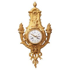 Antique French Louis XVI Style Gilt Bronze Wall Clock, 19th Century