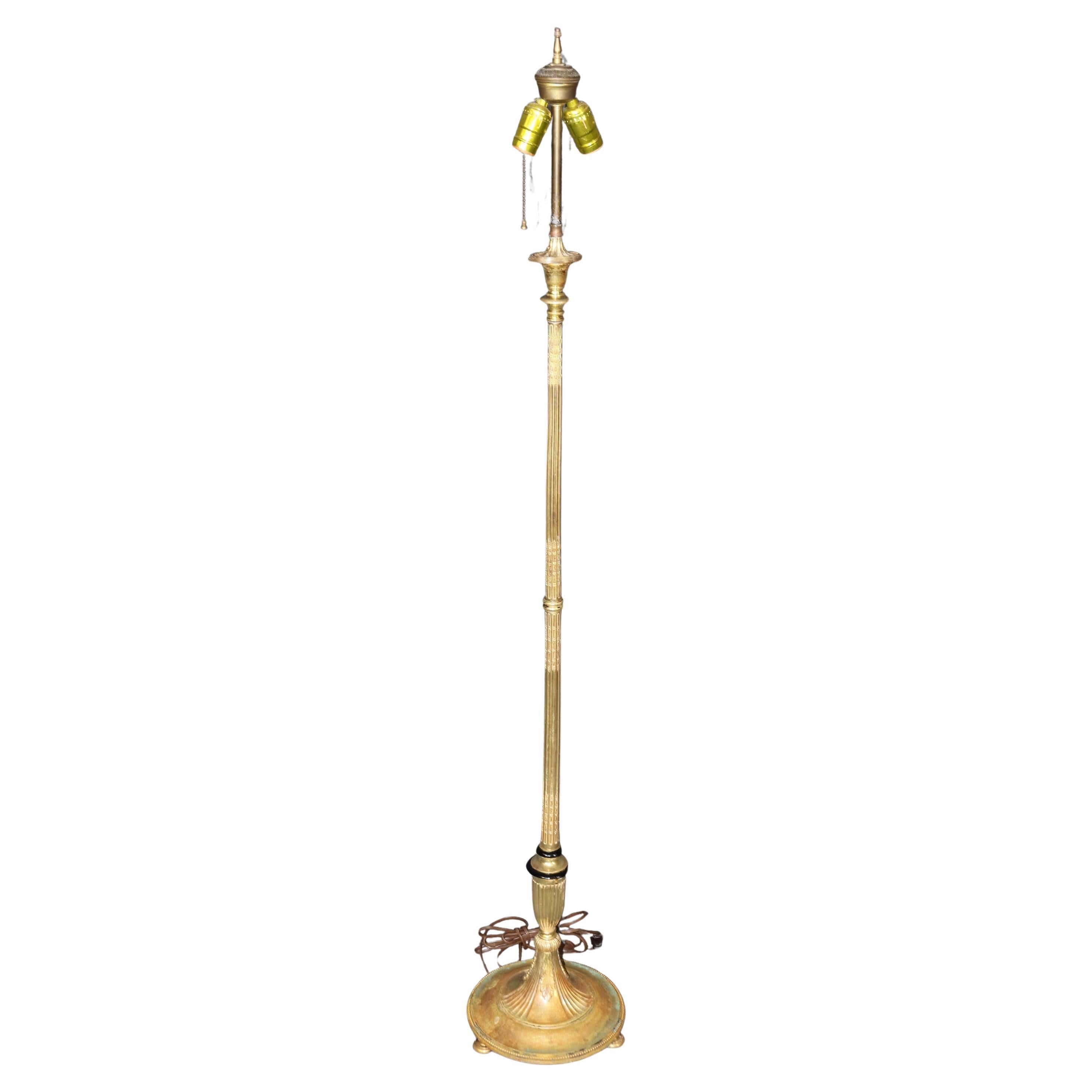 Antique French louis XVI Style Gilt Metal Floor Lamp Attributed to Caldwell