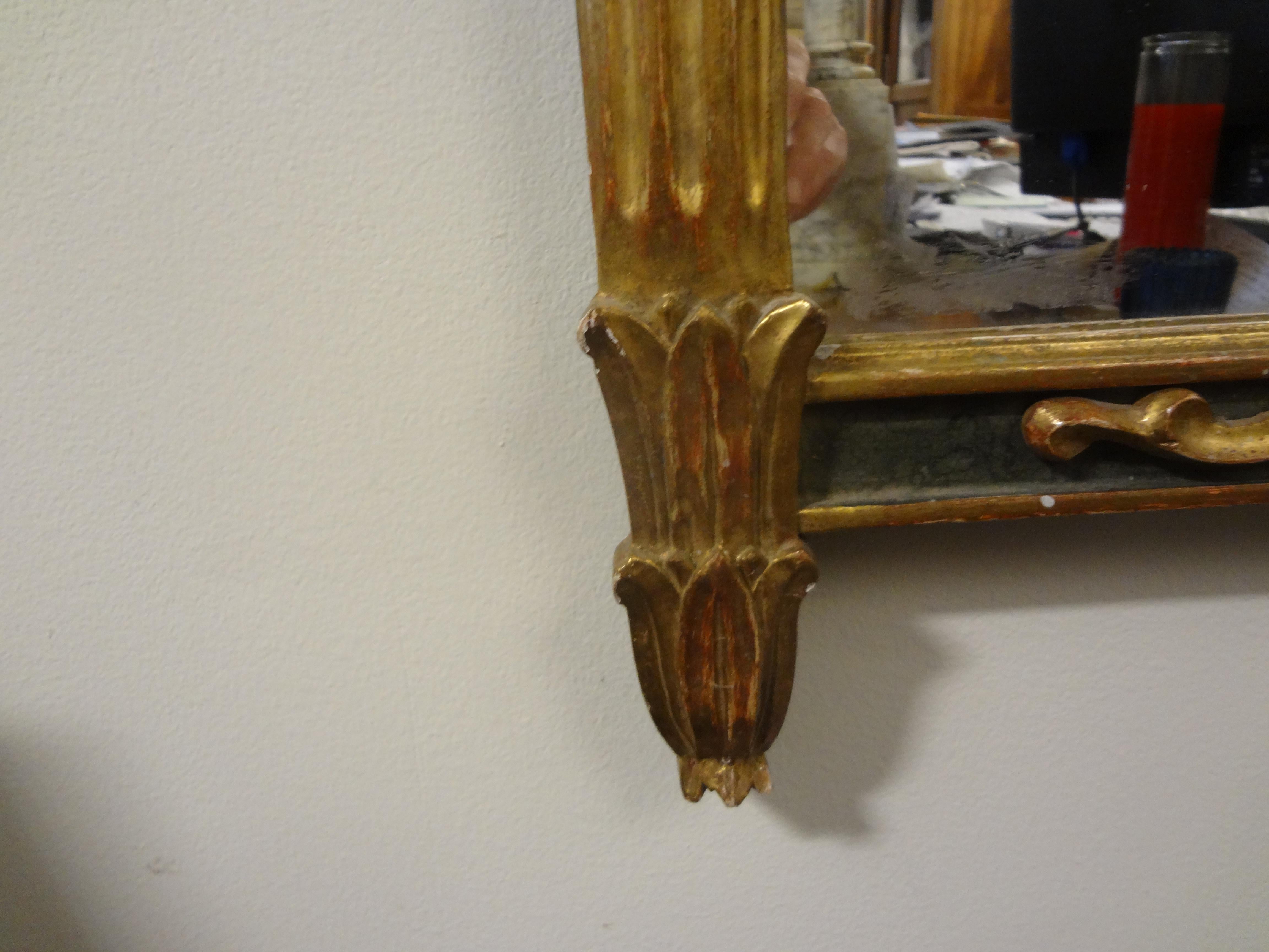 Début du 20ème siècle Miroir français ancien en bois doré de style Louis XVI en vente