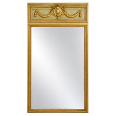 Miroir de parvis ancien français de style Louis XVI, en bois doré et peint, fin du XIXe siècle